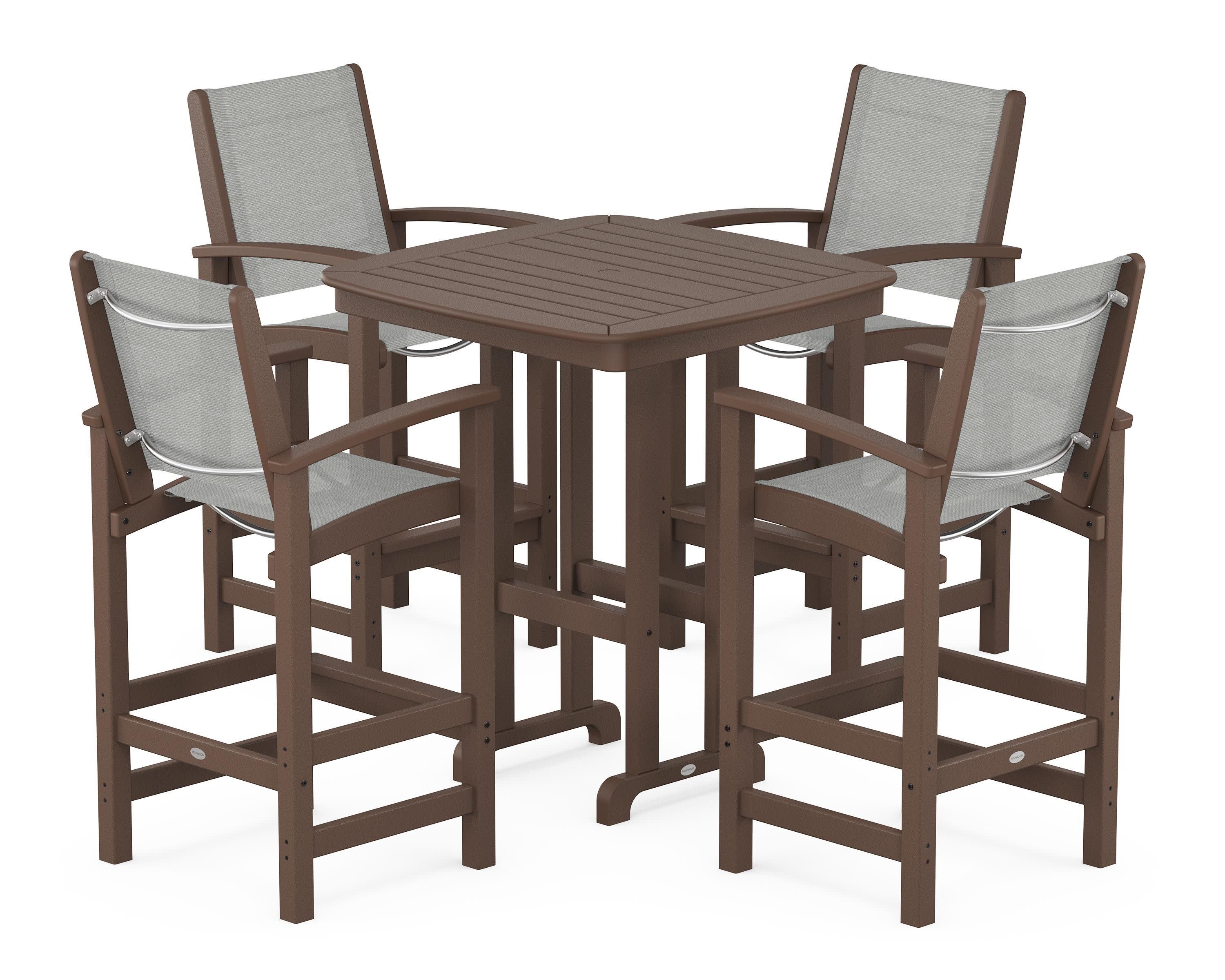 Coastal 5-Piece Bar Set in Mahogany / Metallic Sling