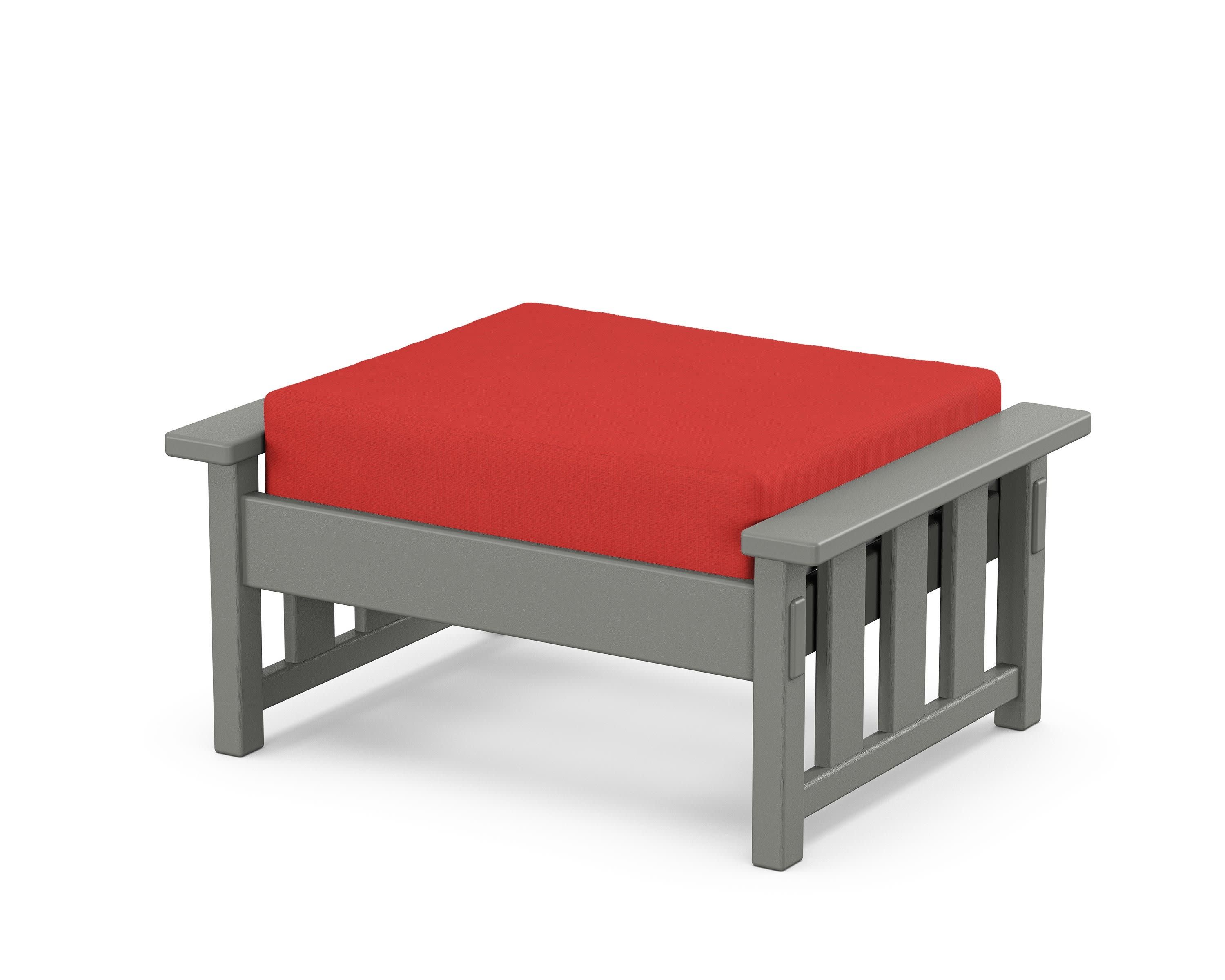 Acadia Deep Seating Ottoman in Slate Grey / Crimson Linen