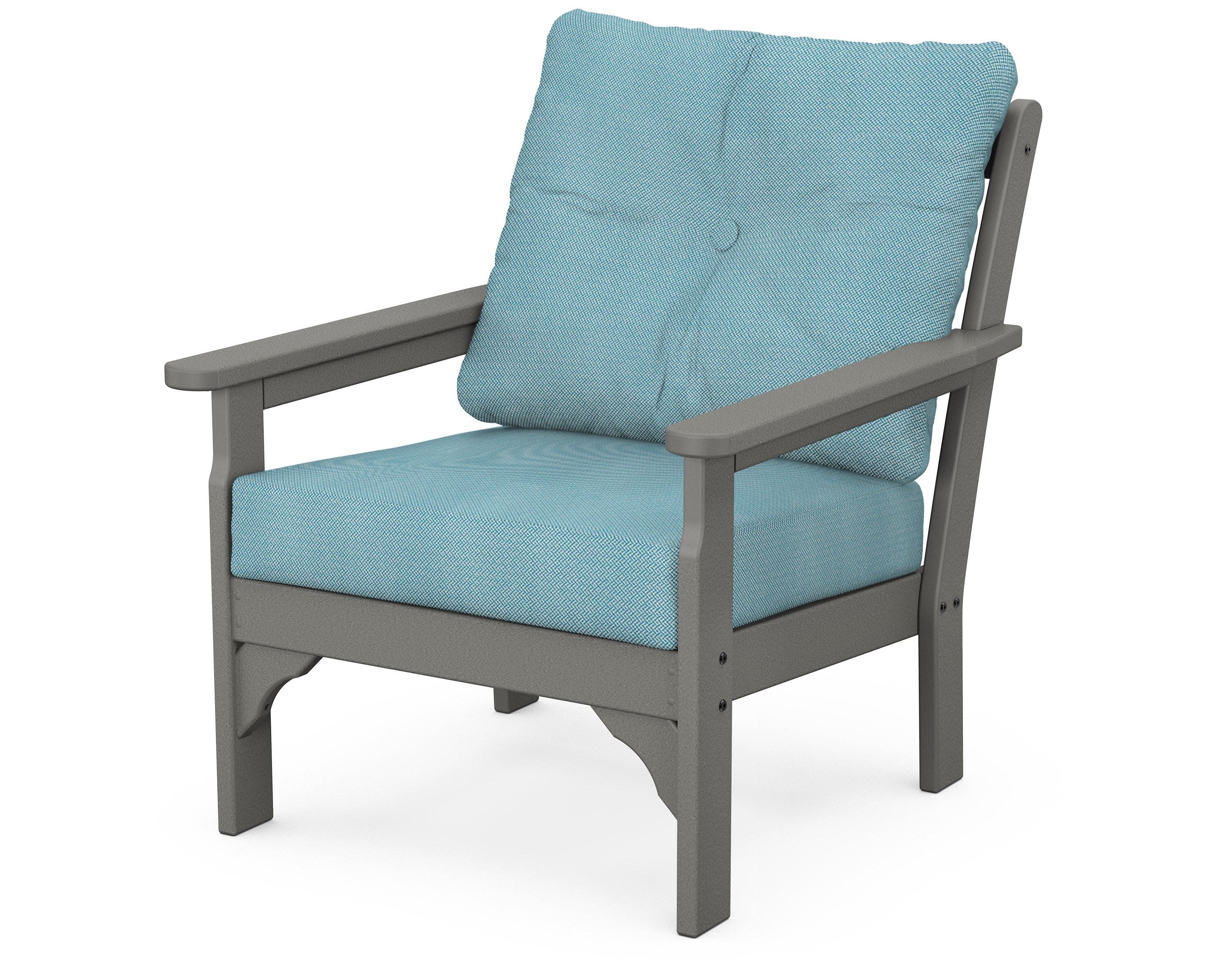 Vineyard Deep Seating Chair in Slate Grey / Lattice Sky Blue