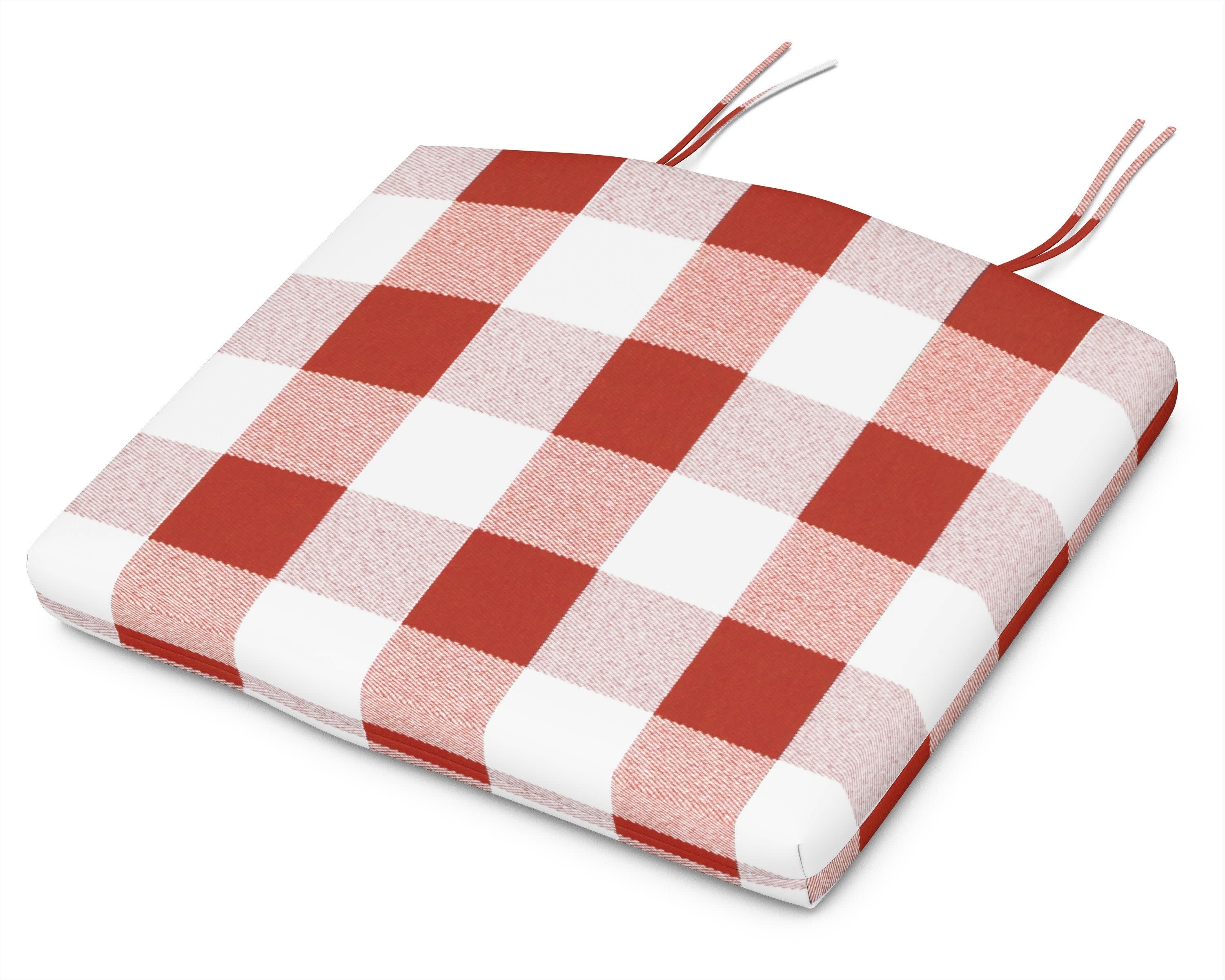 Seat Cushion - 19.06"D x 22.12"W x 2.5"H in Buffalo Plaid Crimson