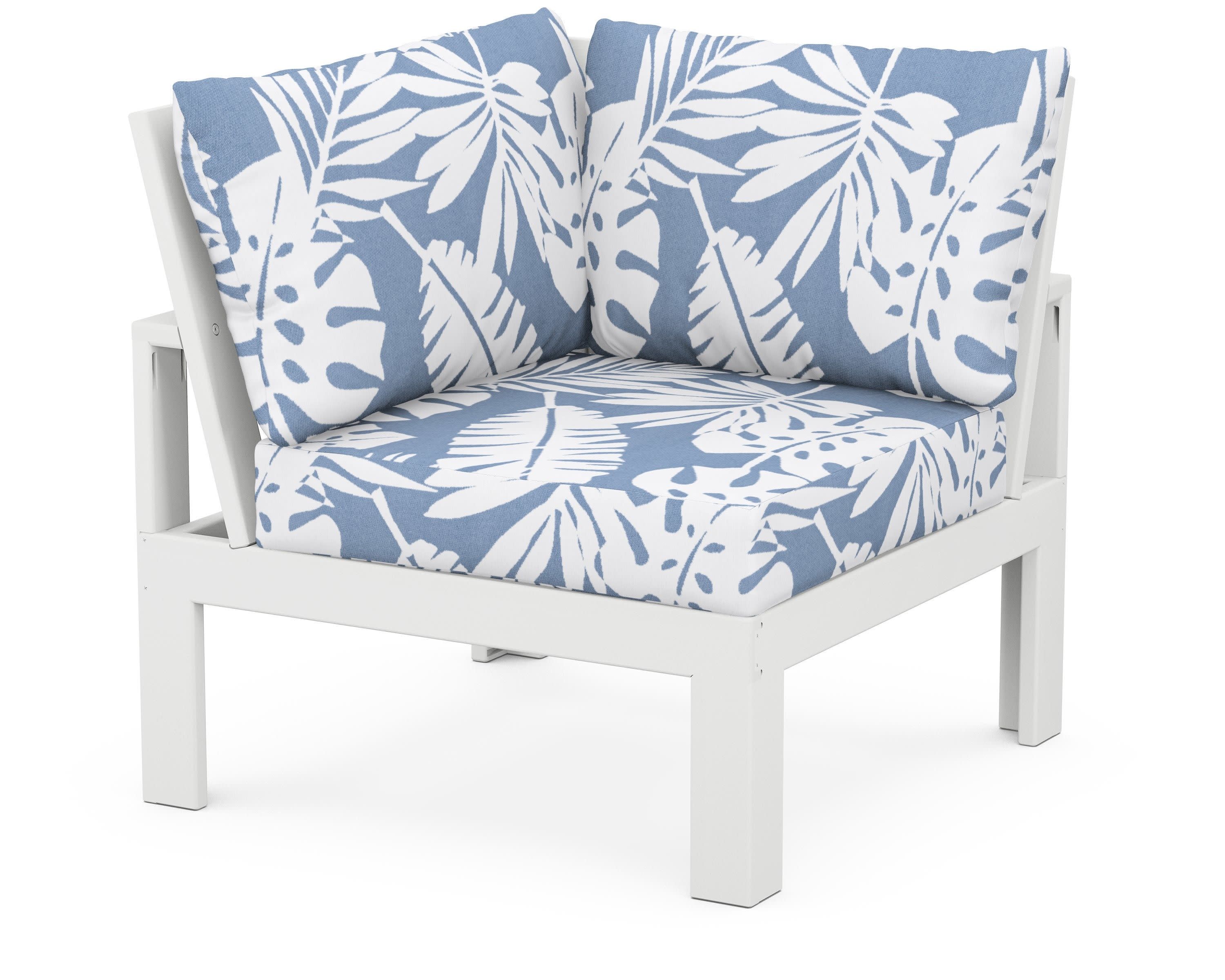 Modular Corner Chair in White / Leaf Sky Blue