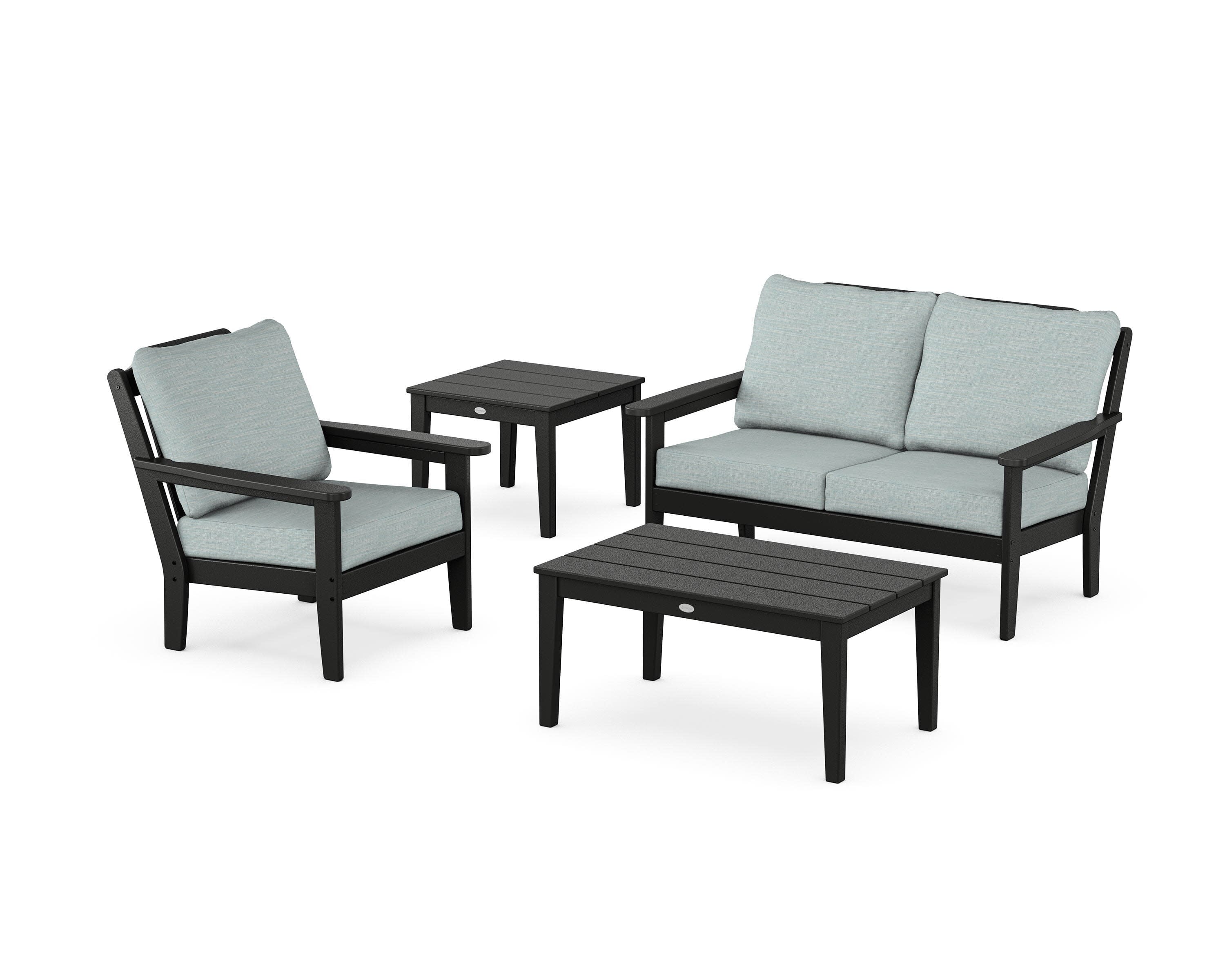 Wovendale 4-Piece Deep Seating Set in Black / Soothe Mist