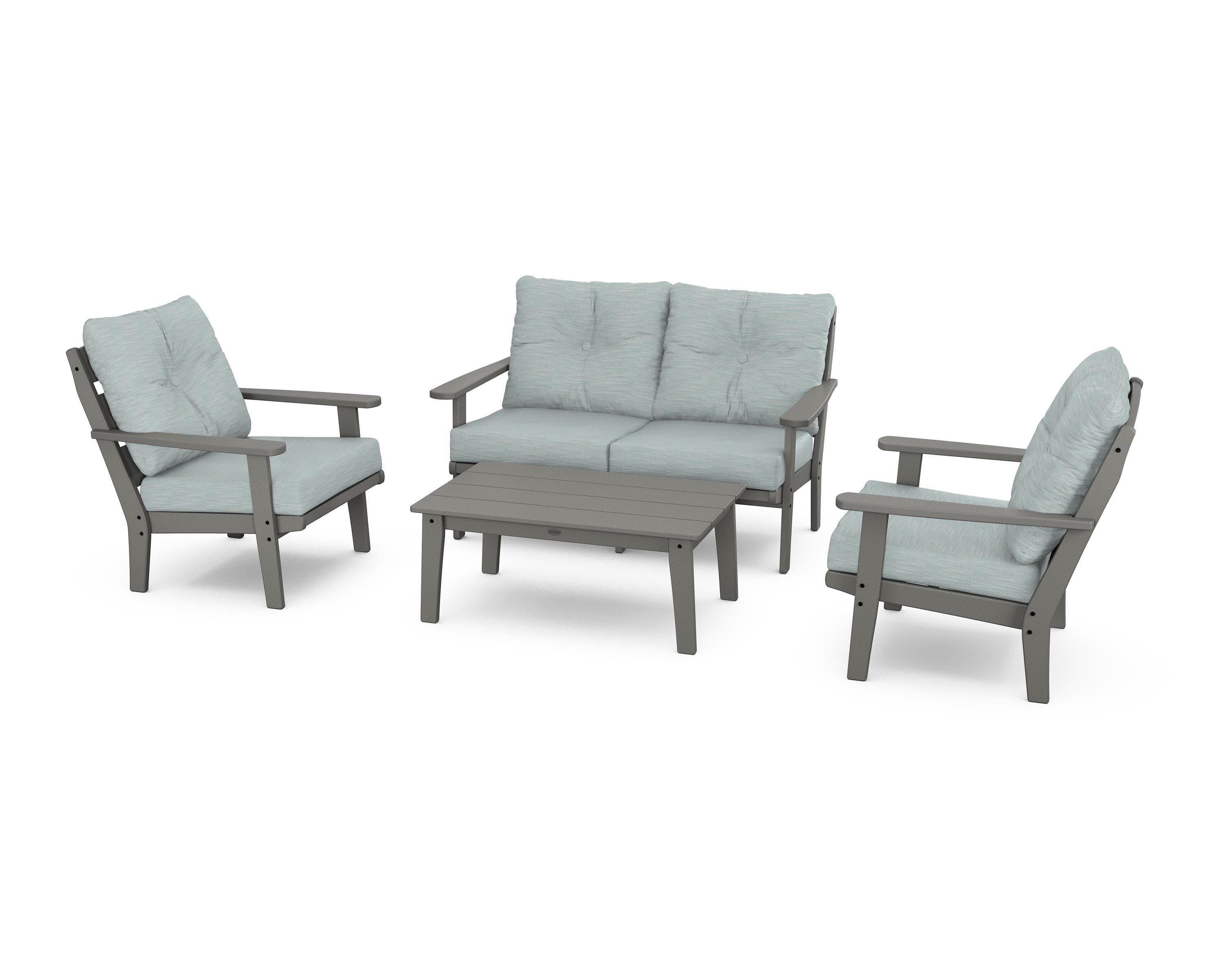 Lakeside 4-Piece Deep Seating Set in Slate Grey / Soothe Mist