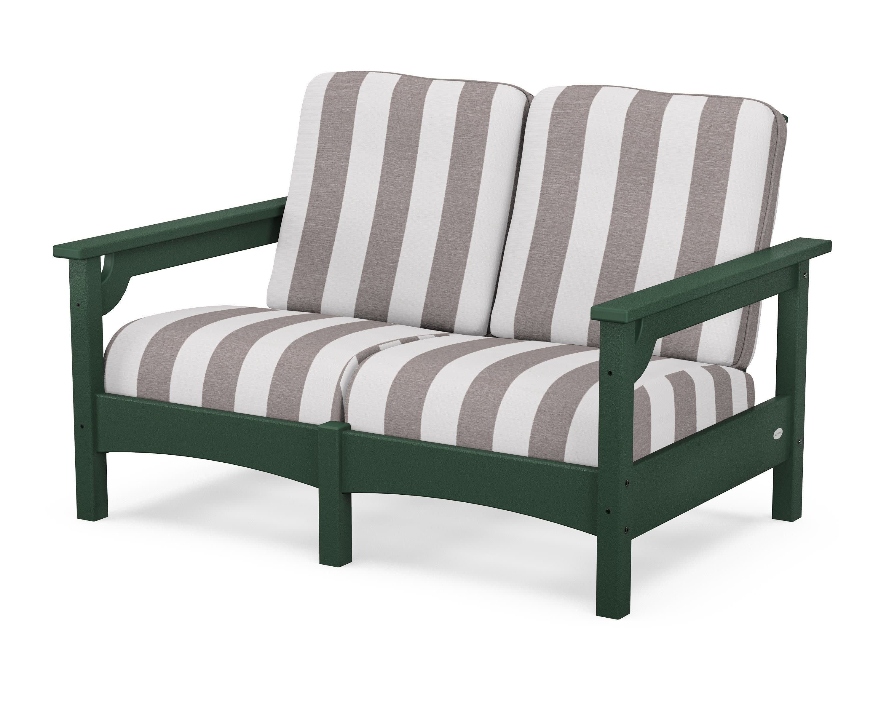 Club Loveseat in Green / Cabana Stripe Grey Mist
