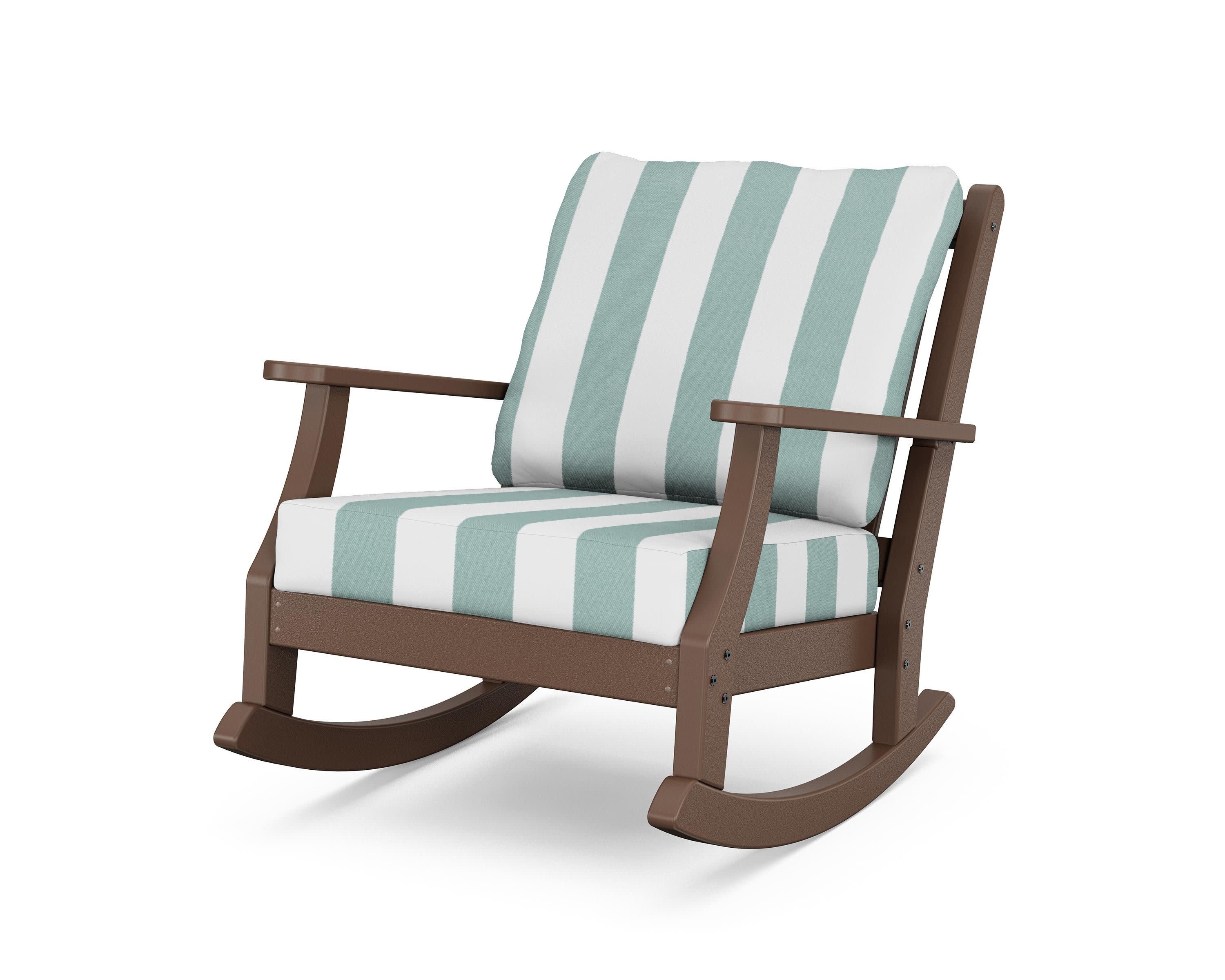 Wovendale Deep Seating Rocking Chair in Mahogany / Cabana Stripe Glacier Spa