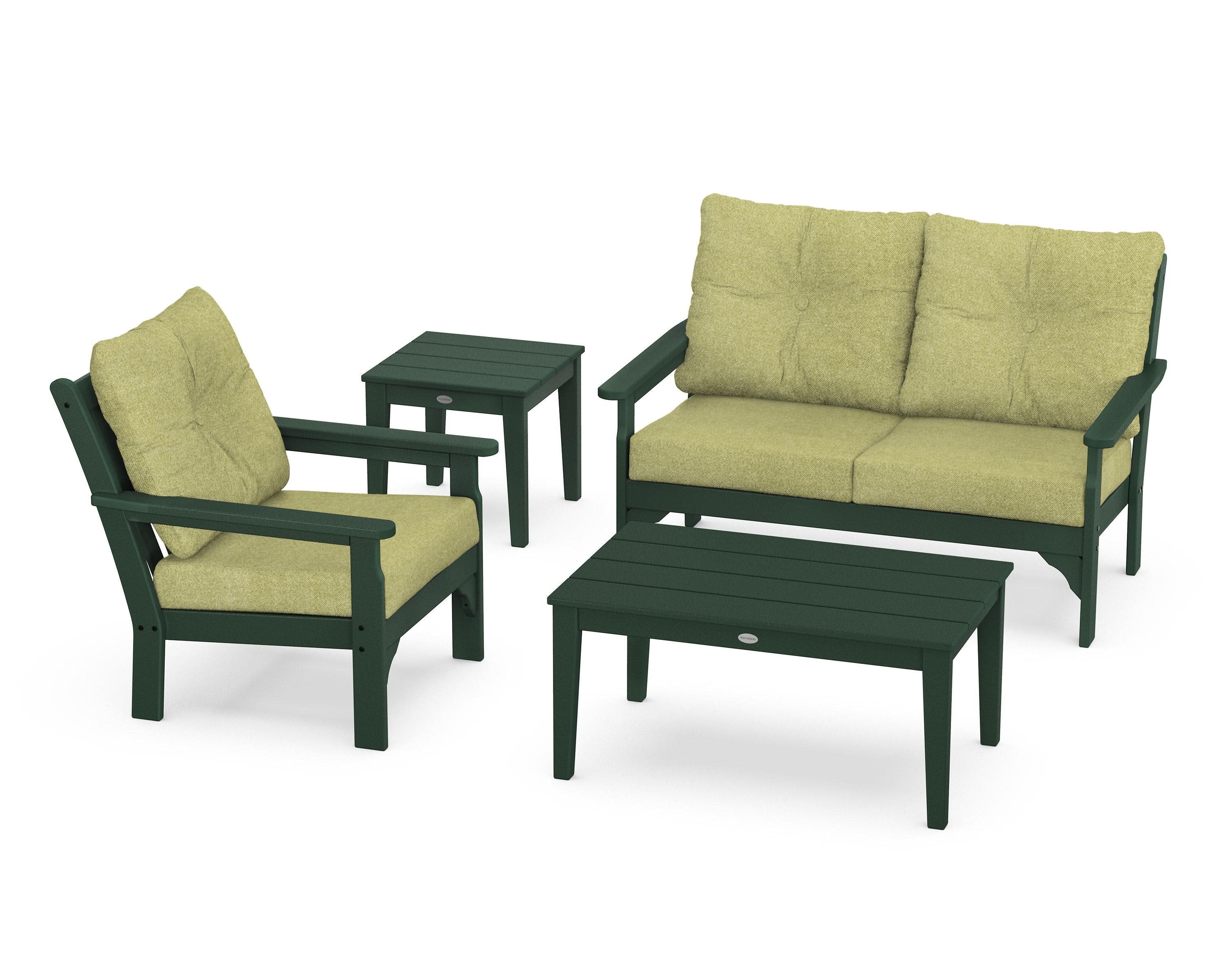 Vineyard 4-Piece Deep Seating Set in Green / Chartreuse Boucle