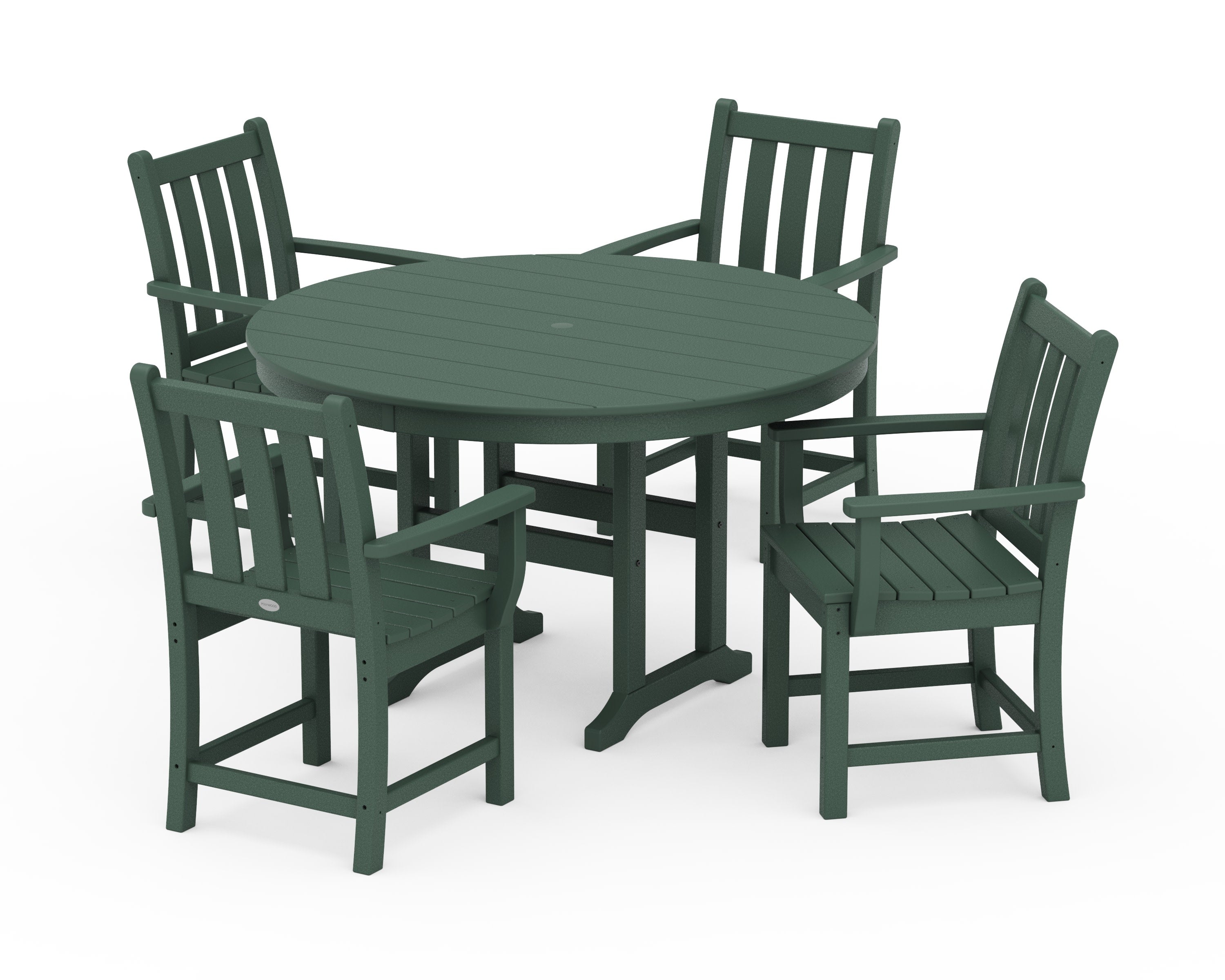 Traditional Garden 5-Piece Round Farmhouse Dining Set in Green