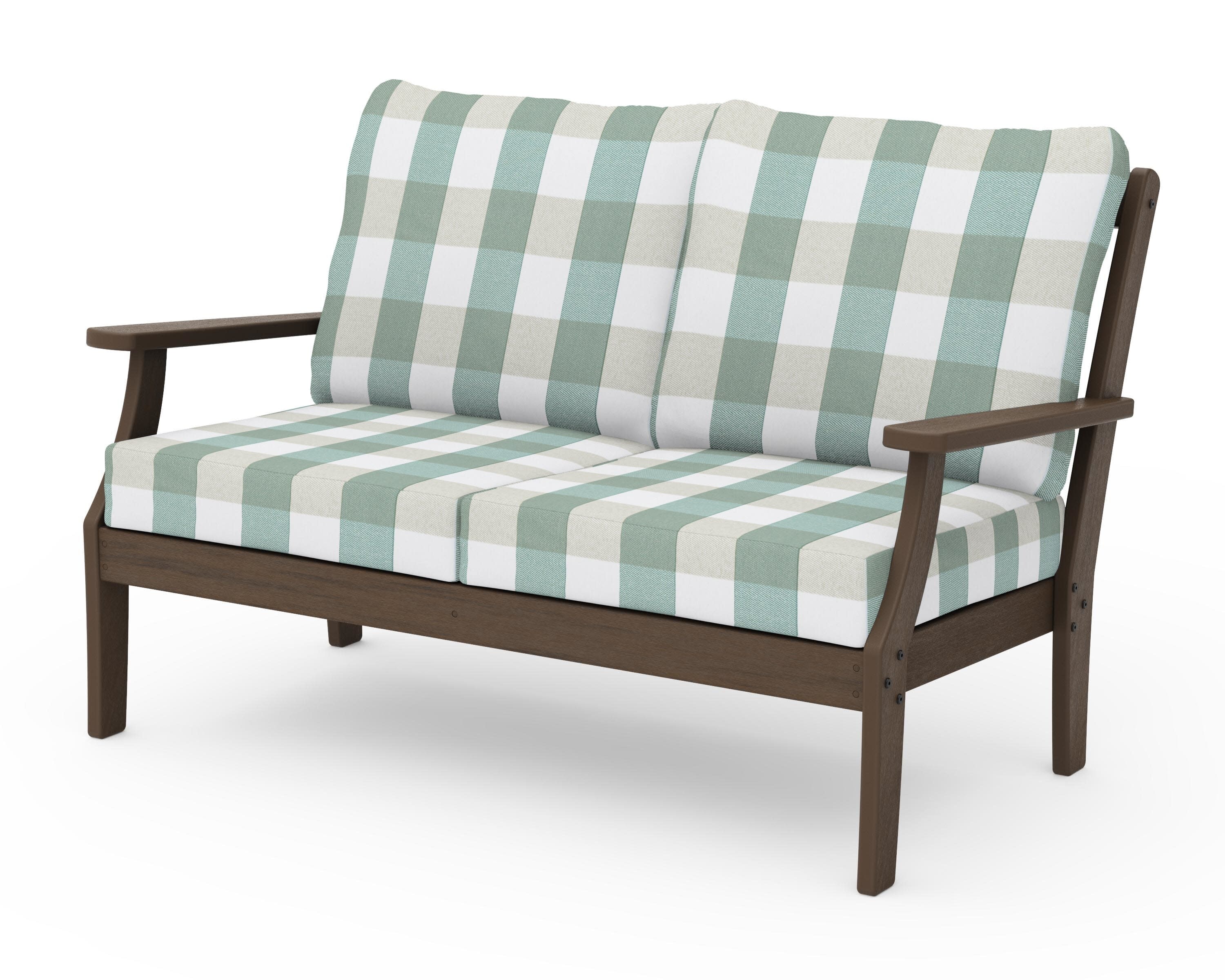 Braxton Deep Seating Loveseat in Kona / Buffalo Plaid Glacier Spa