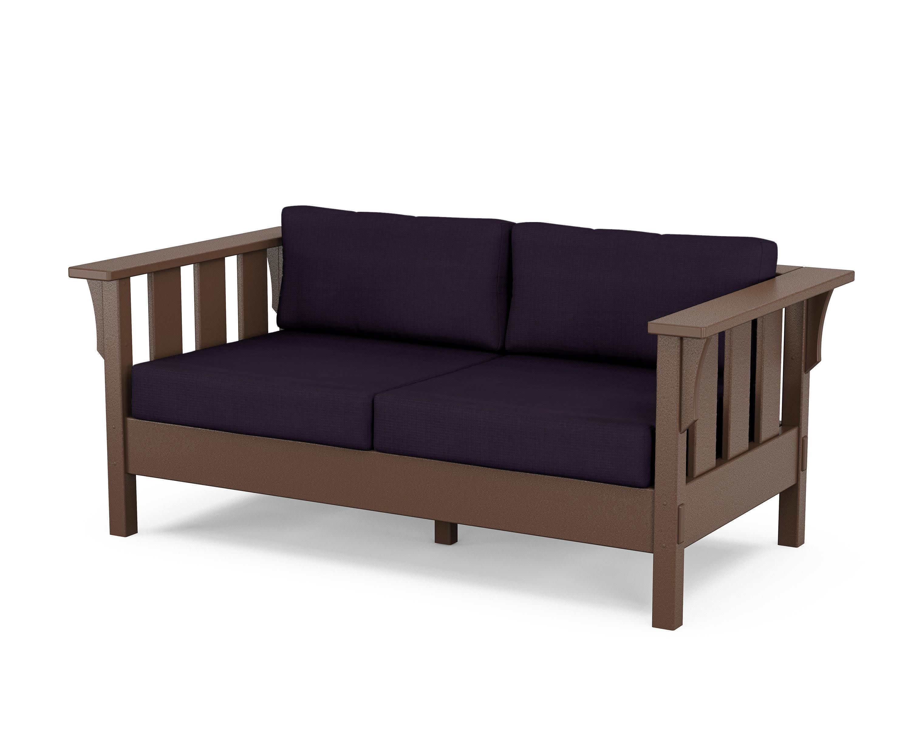 Acadia Deep Seating Loveseat in Mahogany / Navy Linen