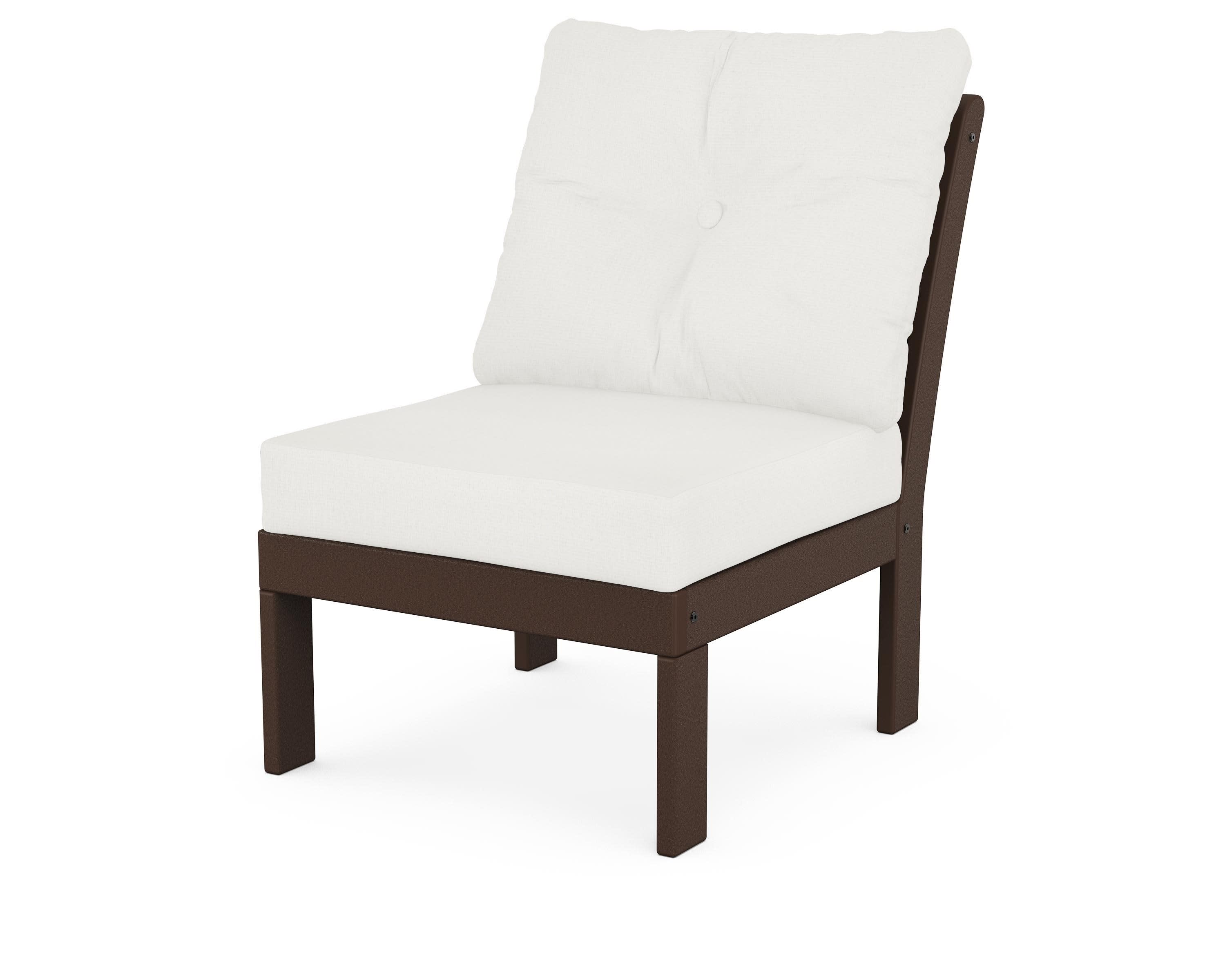 Vineyard Modular Armless Chair in Mahogany / Natural Linen