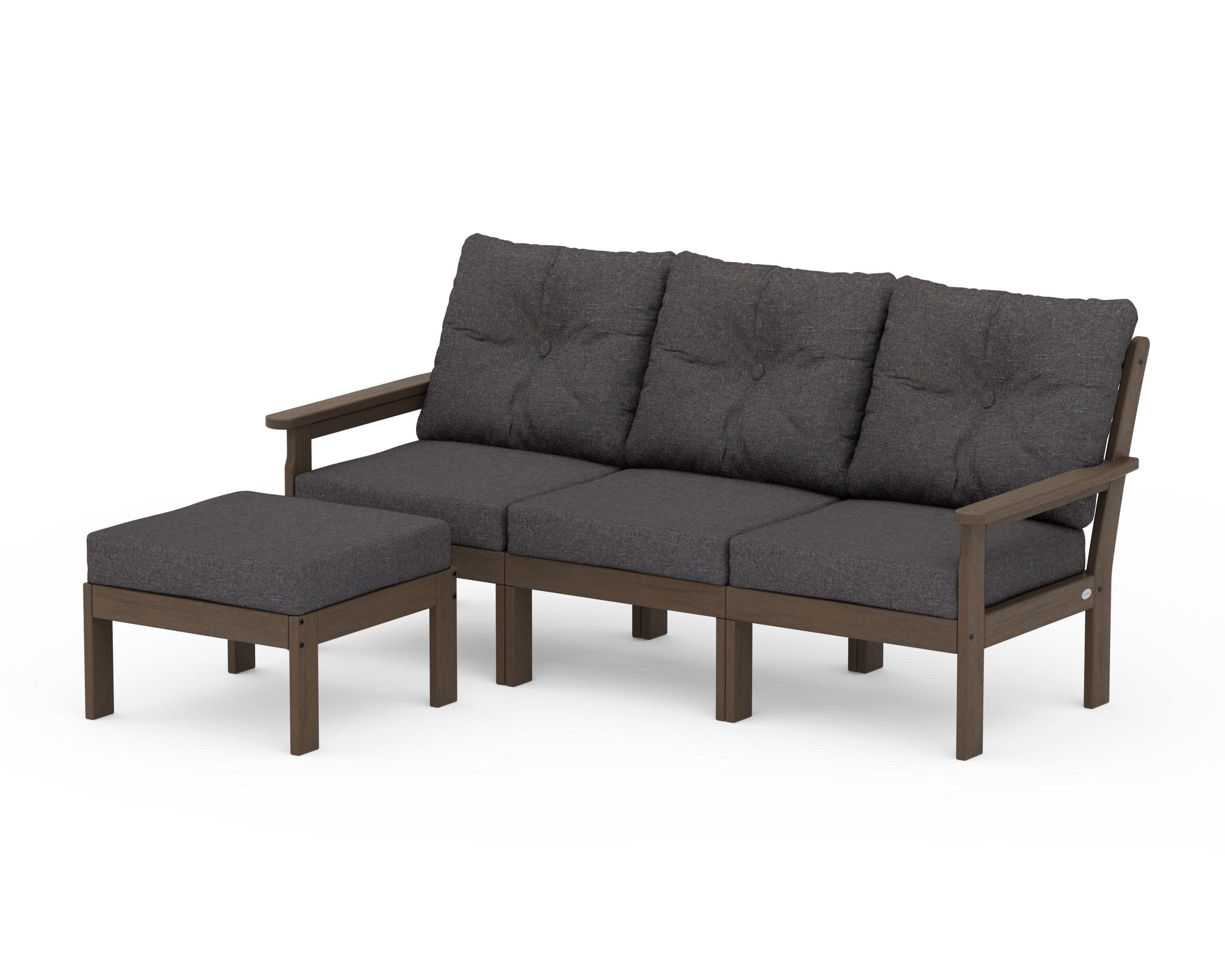 Vineyard 4-Piece Sectional with Ottoman in Kona / Ash Charcoal