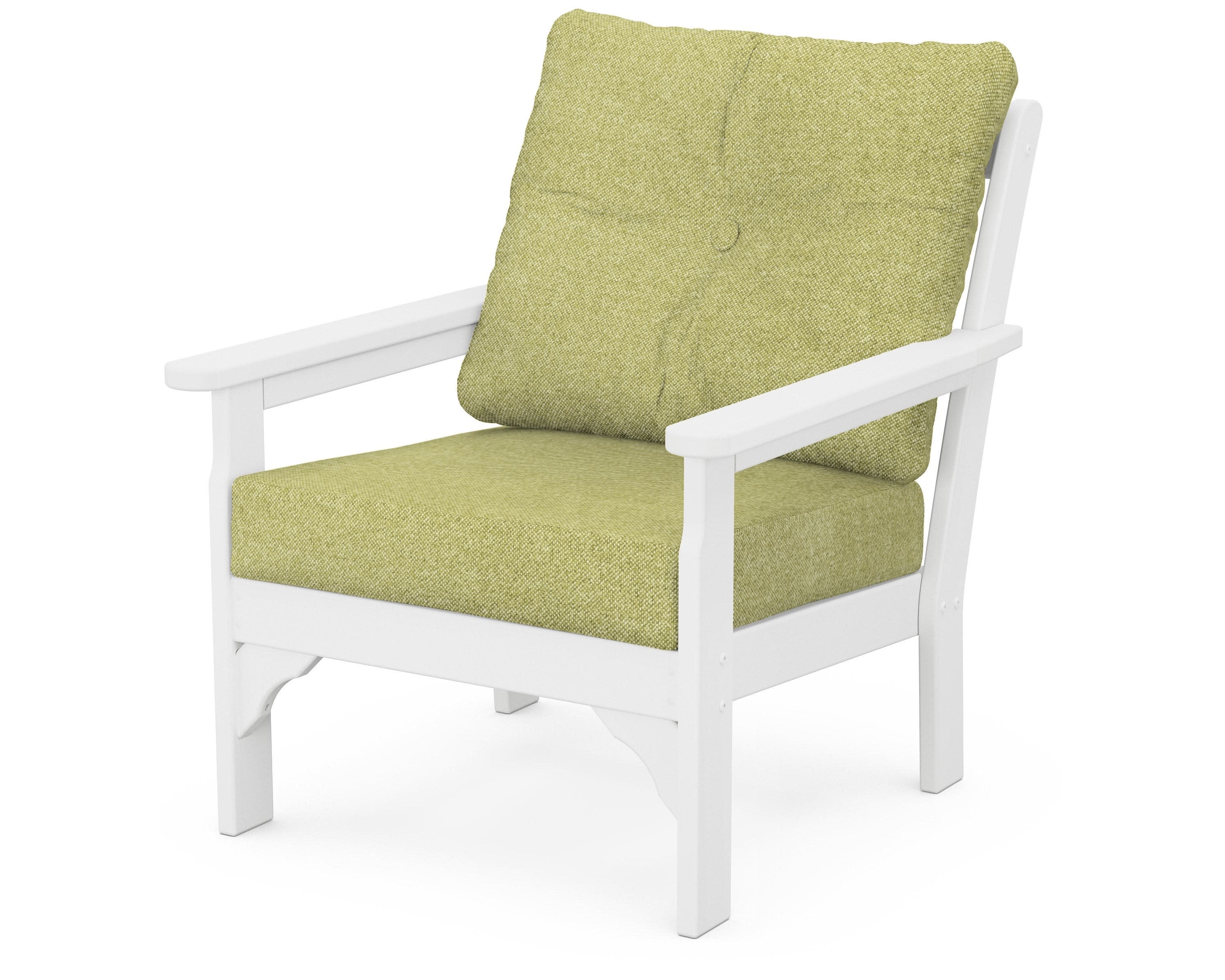 Vineyard Deep Seating Chair in White / Chartreuse Boucle