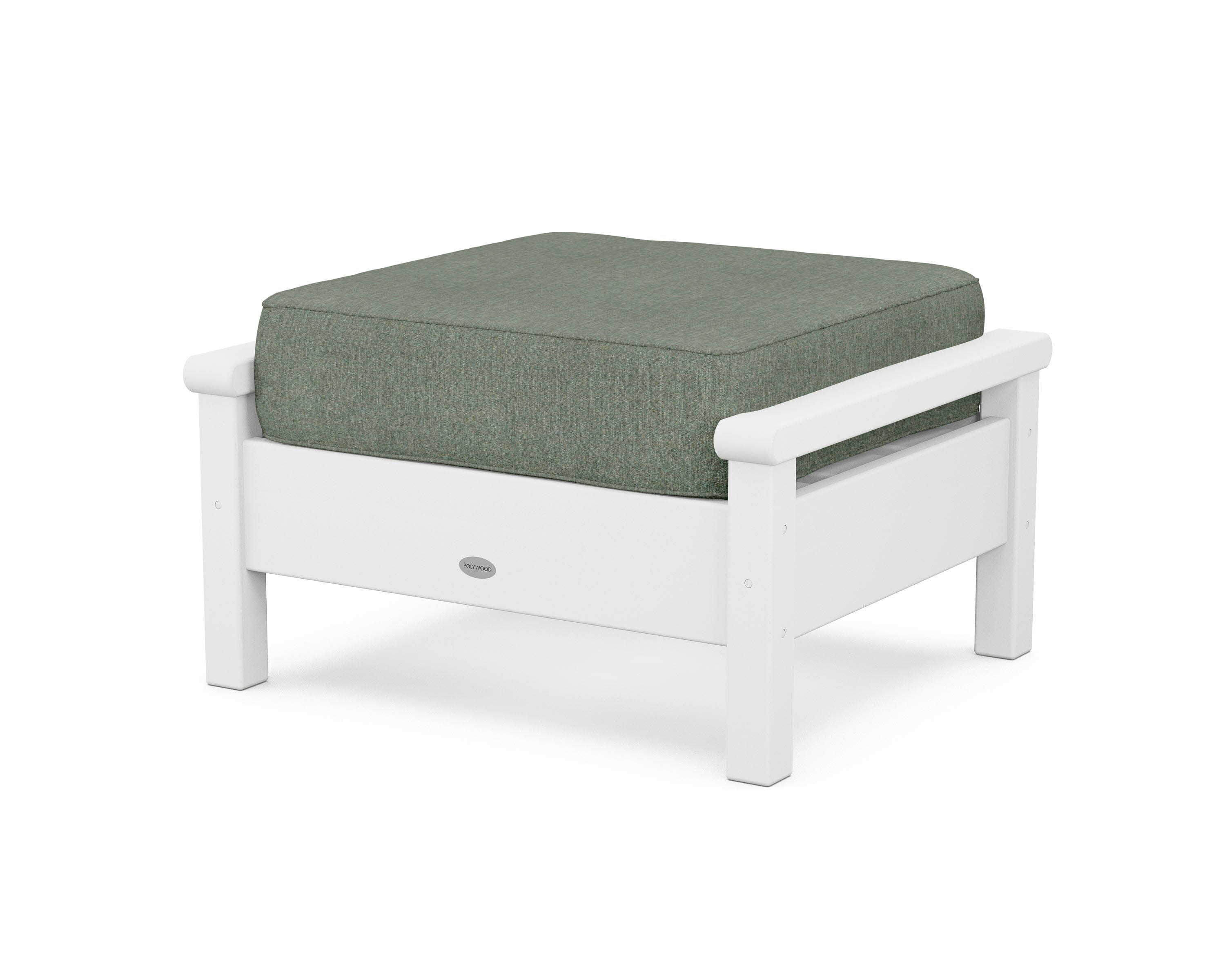 Harbour Deep Seating Ottoman in White / Cast Sage