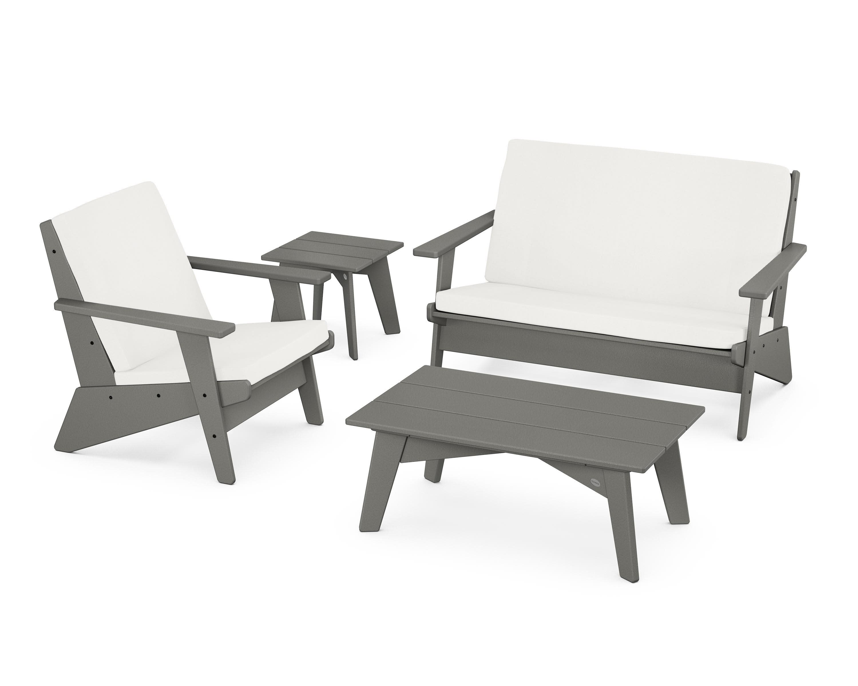 Riviera Modern Lounge 4-Piece Set in Slate Grey / Natural Linen