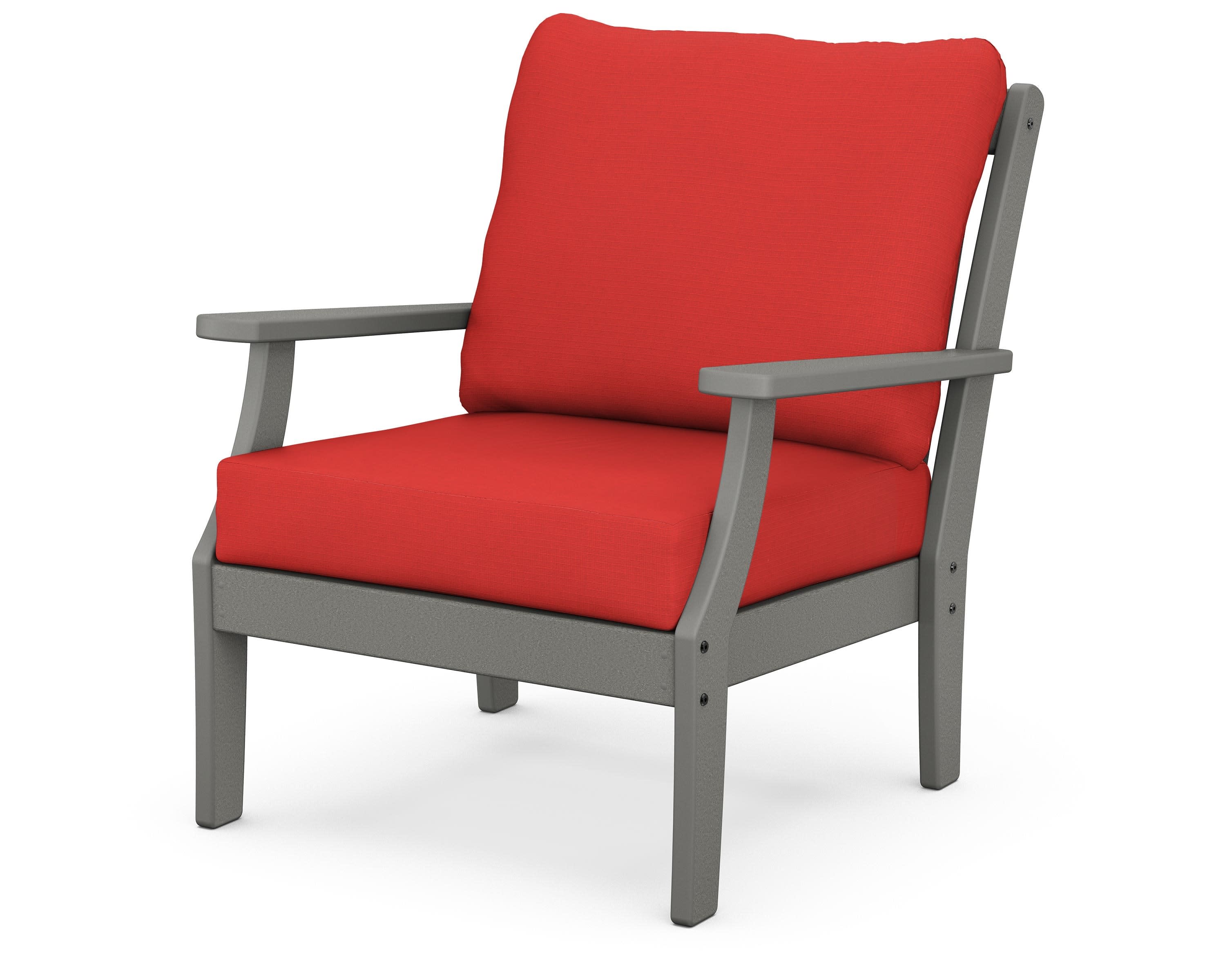 Braxton Deep Seating Chair in Slate Grey / Crimson Linen