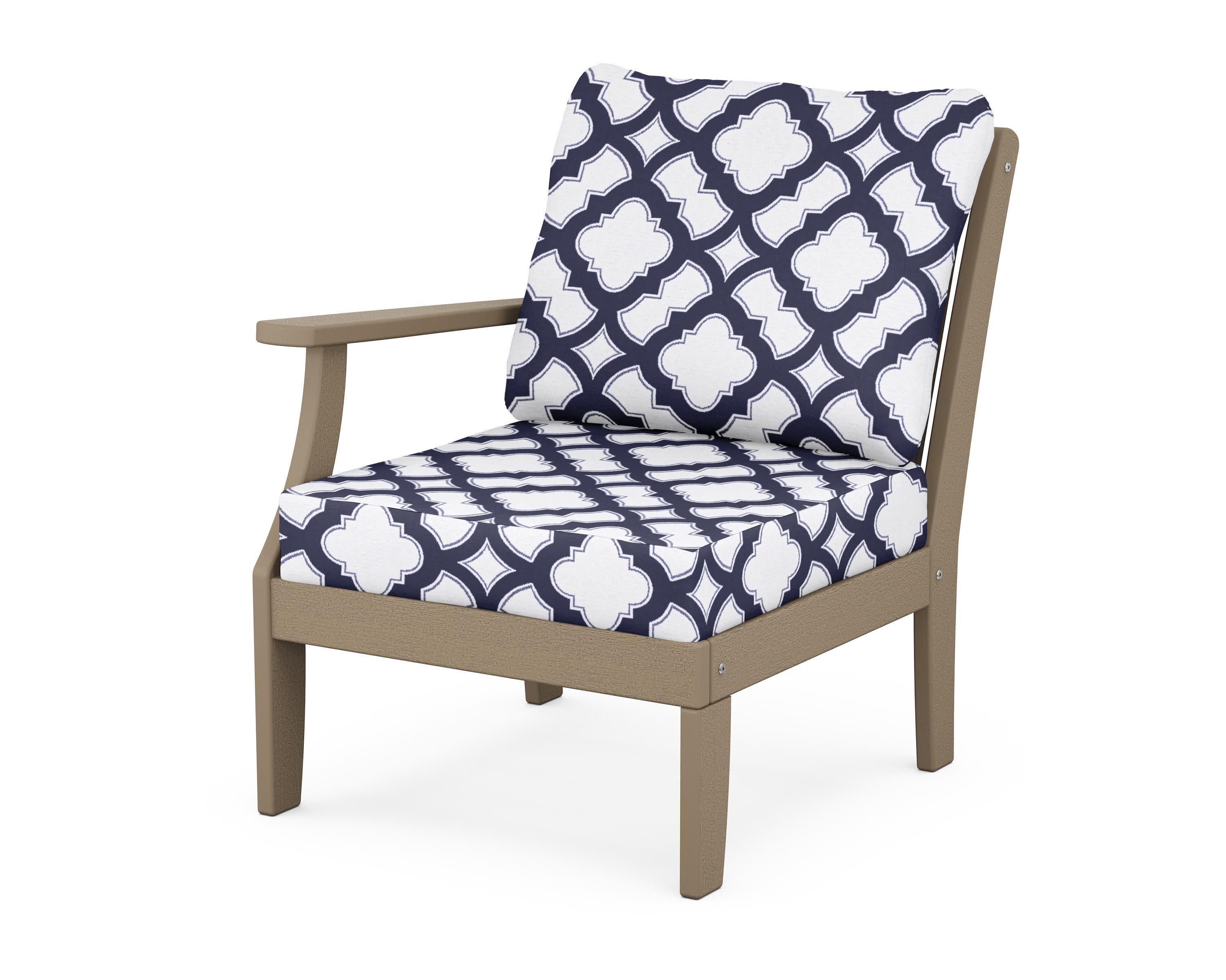 Braxton Modular Left Arm Chair in Vintage Sahara / Trellis Navy