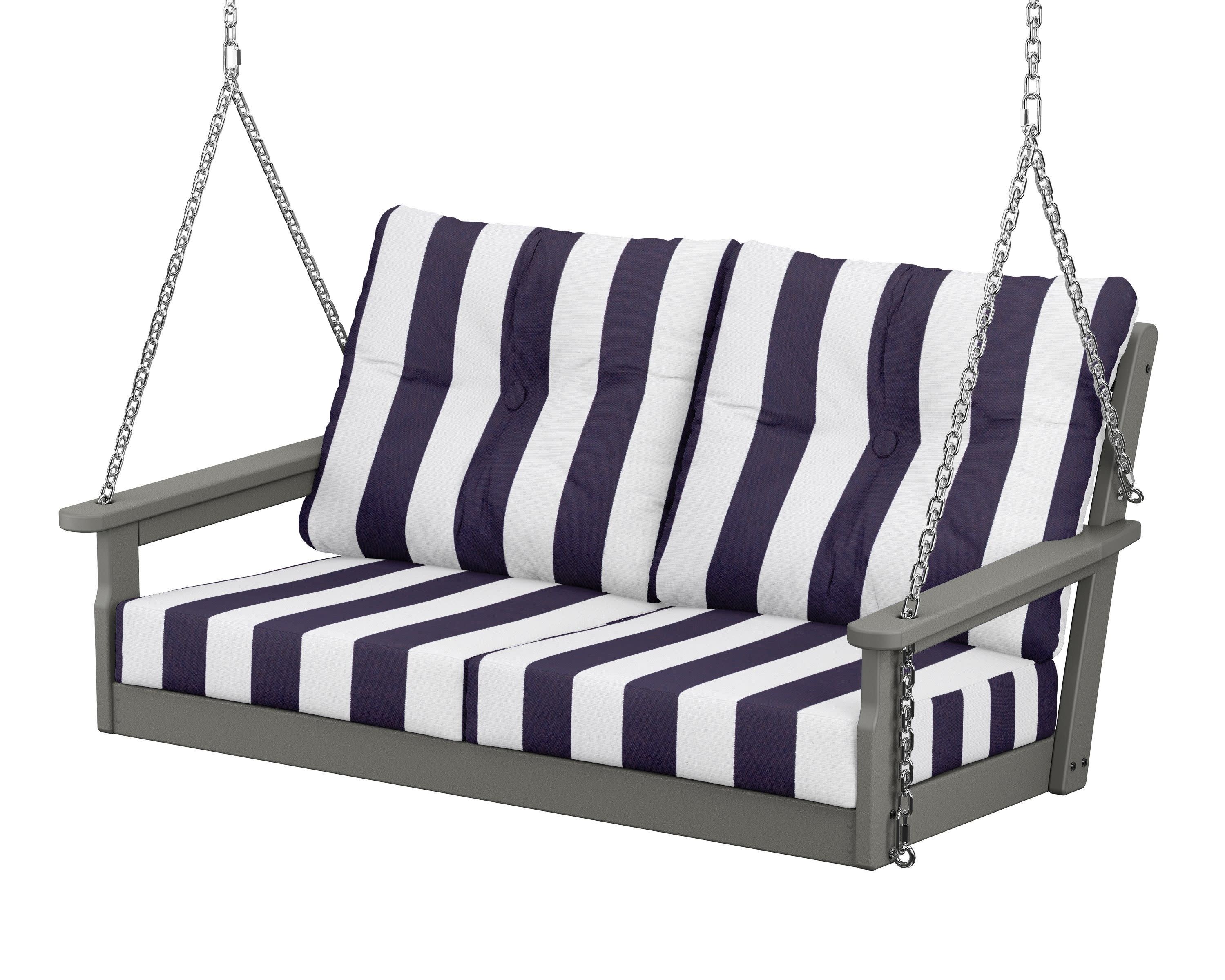 Vineyard Deep Seating Swing in Slate Grey / Cabana Stripe Navy