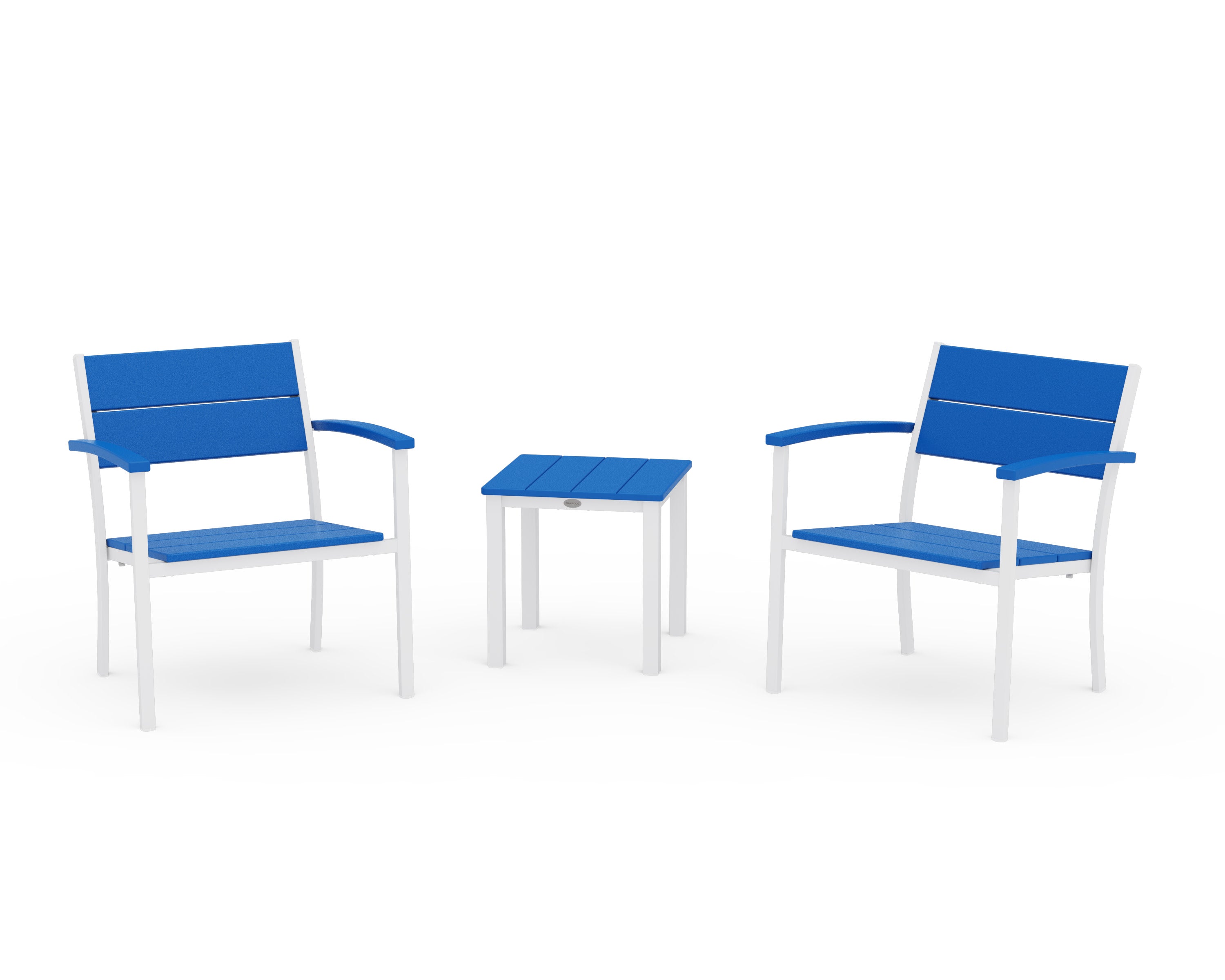 Main Street 3-Piece Lounge Chair Set in White / Pacific Blue