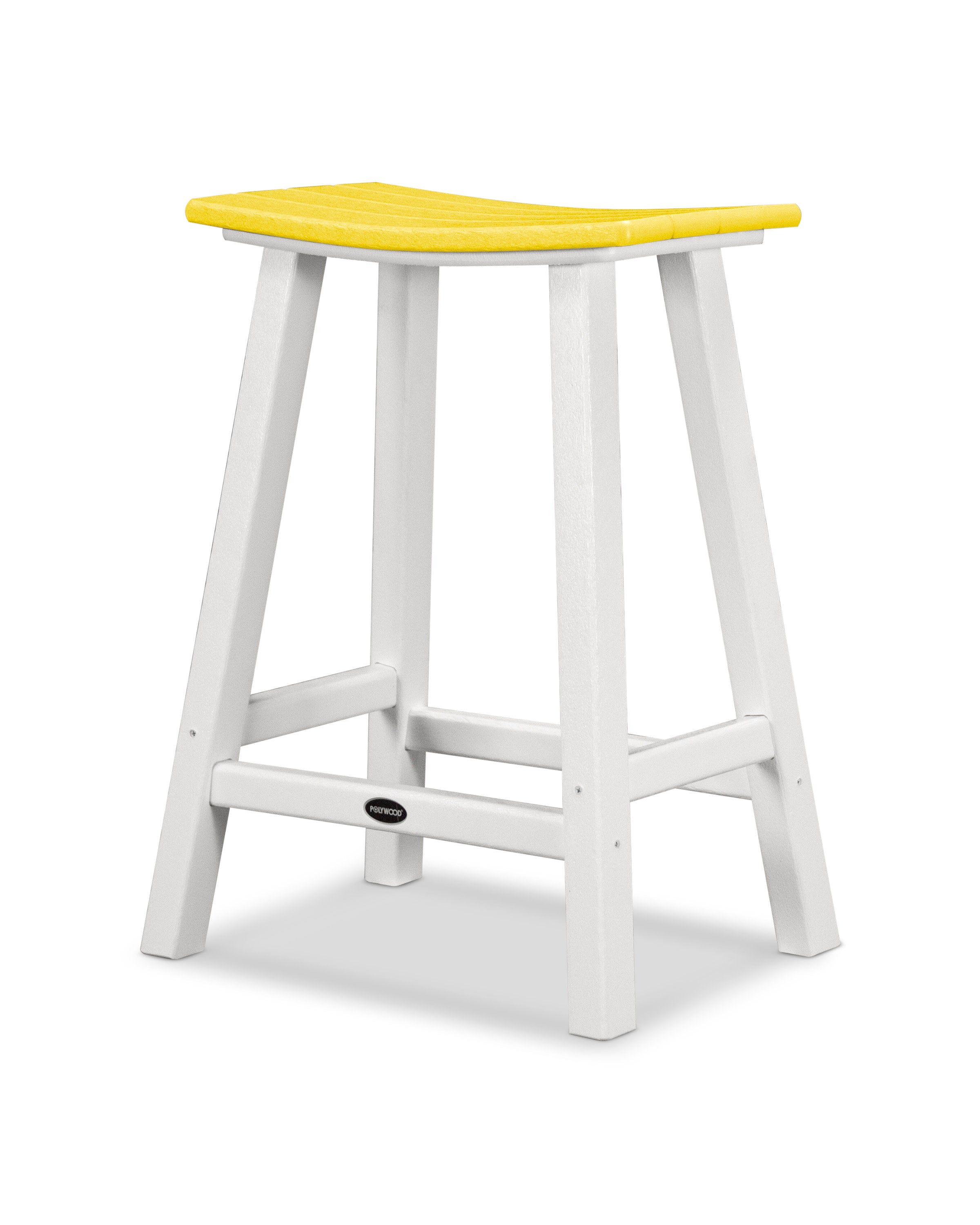 Contempo 24" Saddle Counter Stool in White / Lemon