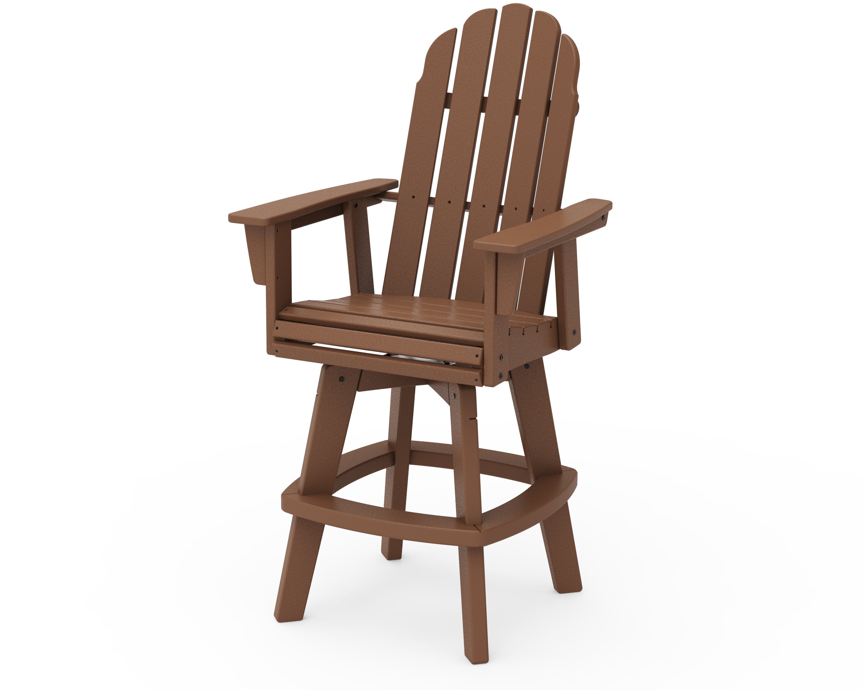 Vineyard Curveback Adirondack Swivel Bar Chair in Teak