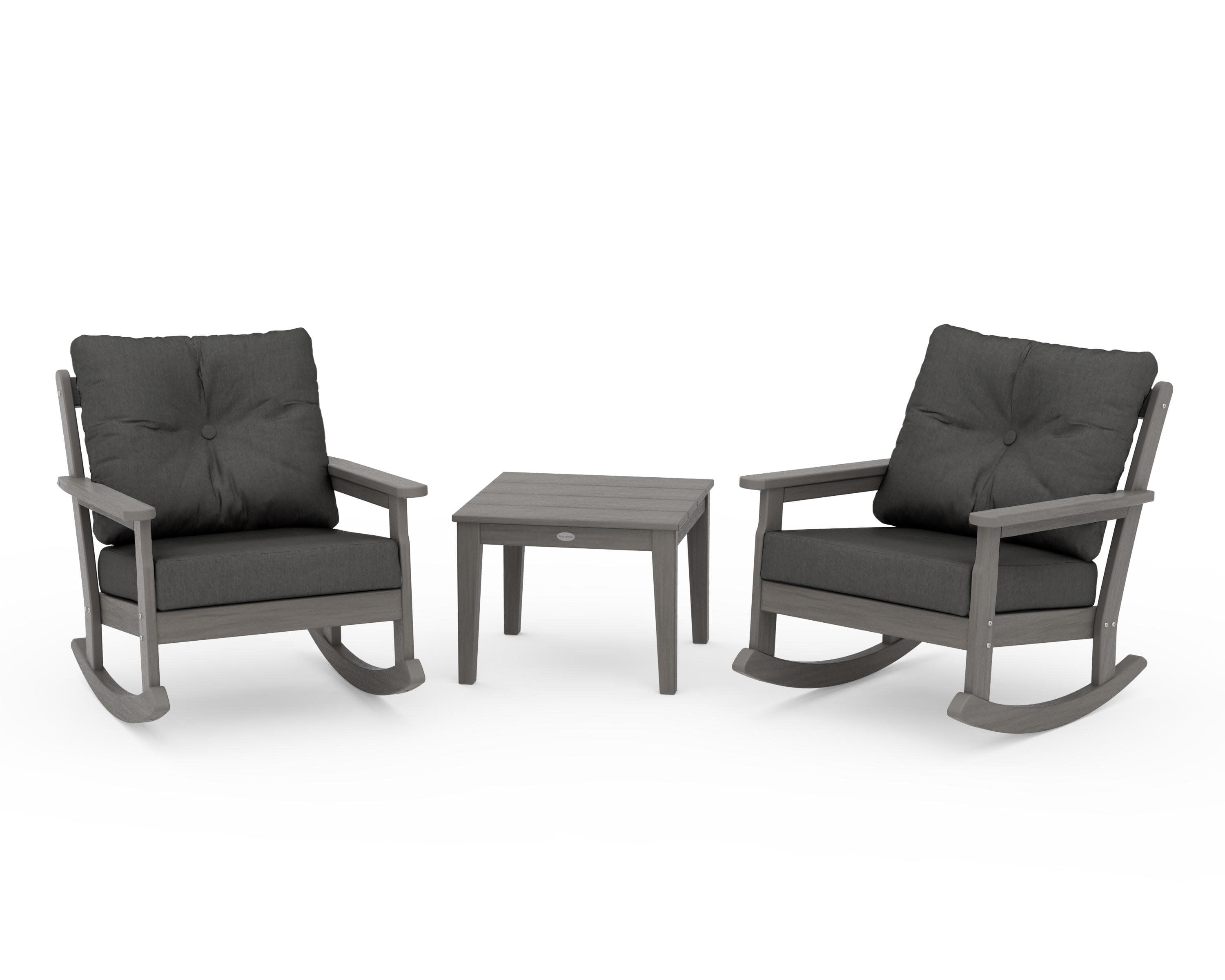 Vineyard 3-Piece Deep Seating Rocker Set in Driftwood / Spectrum Carbon