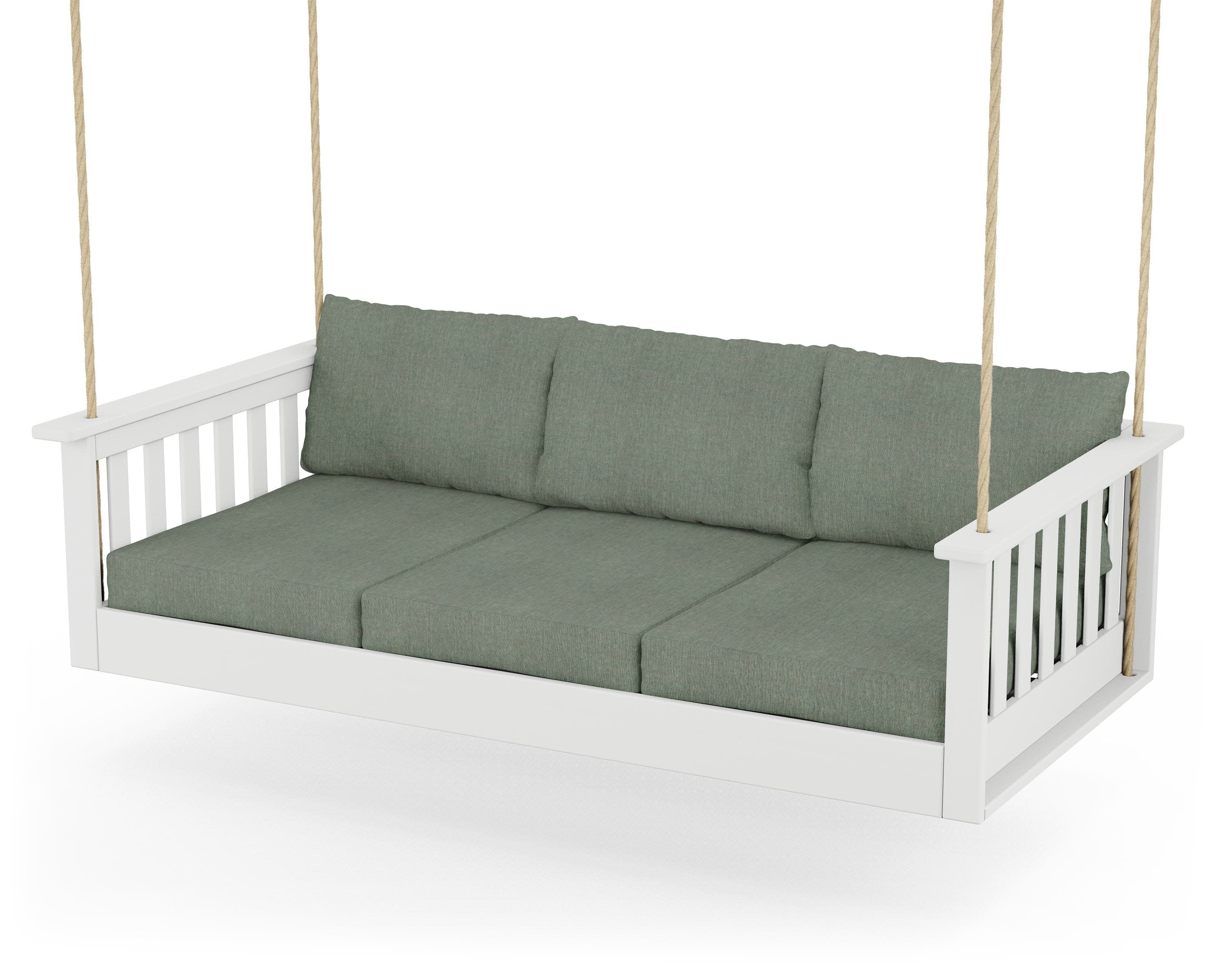 Vineyard Daybed Swing in White / Cast Sage