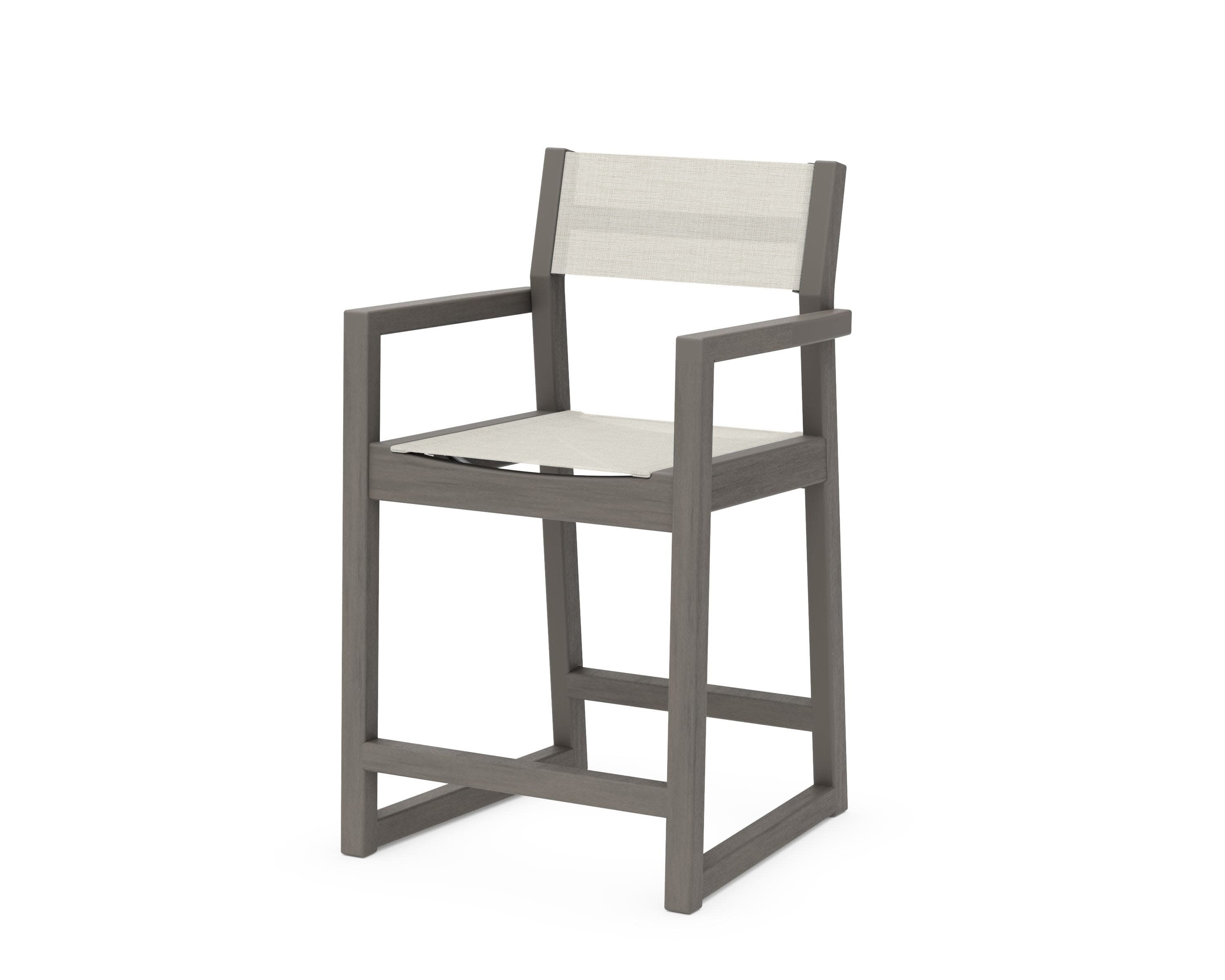 EDGE Sling Counter Arm Chair in Driftwood / Parchment Sling