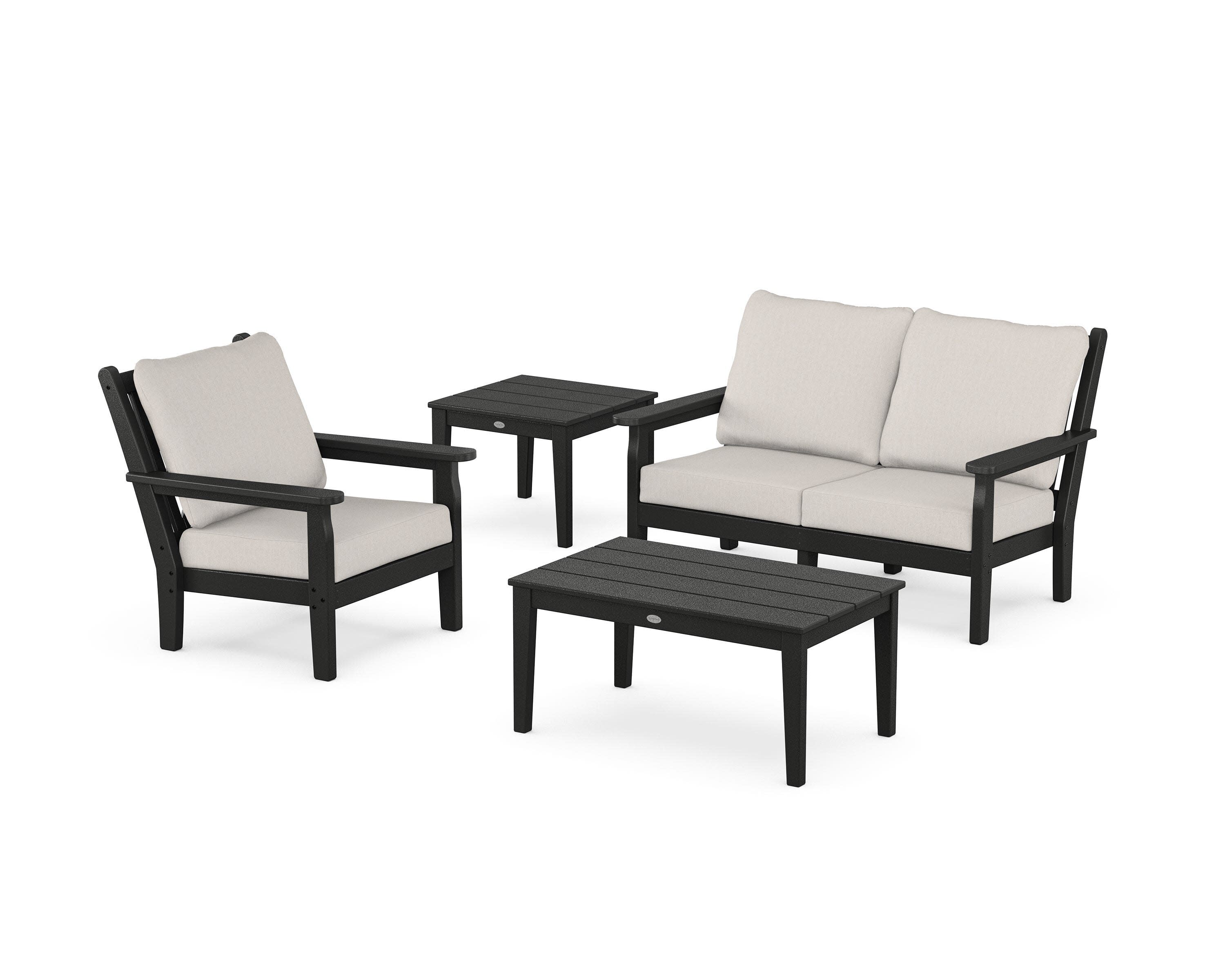 Chippendale 4-Piece Deep Seating Set in Black / Cast Ash