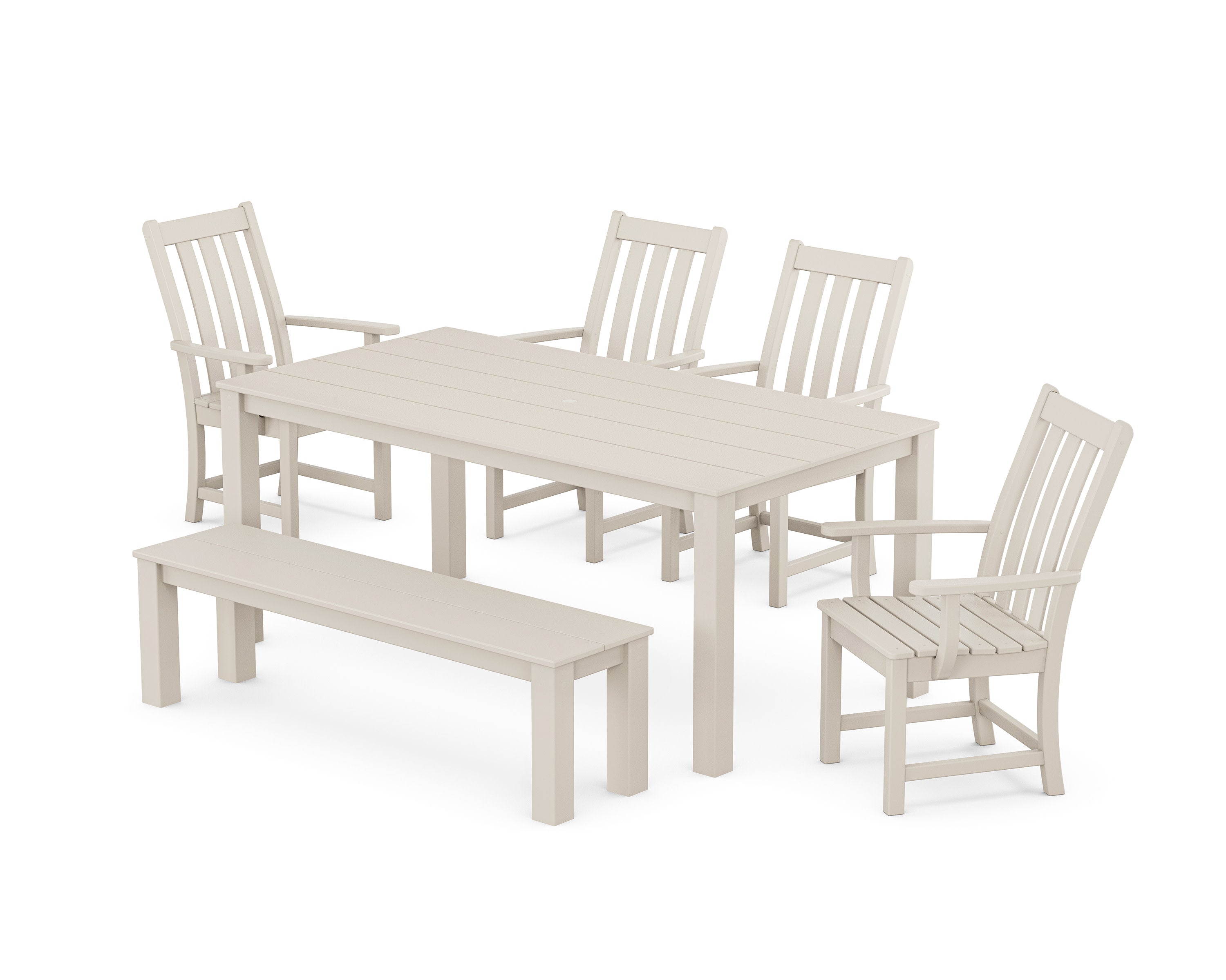 Vineyard 6-Piece Parsons Dining Set with Bench in Sand