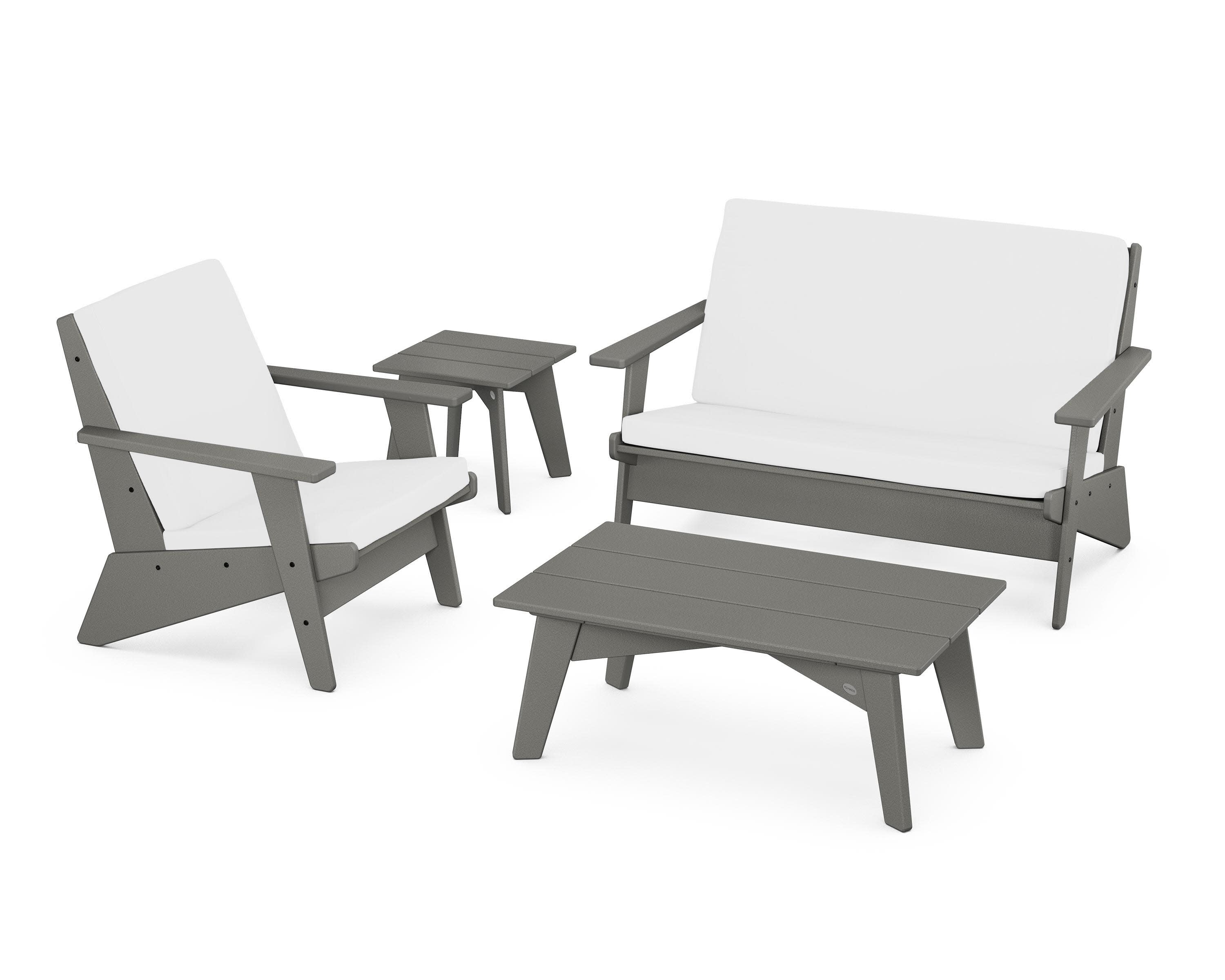 Riviera Modern Lounge 4-Piece Set in Slate Grey / Natural