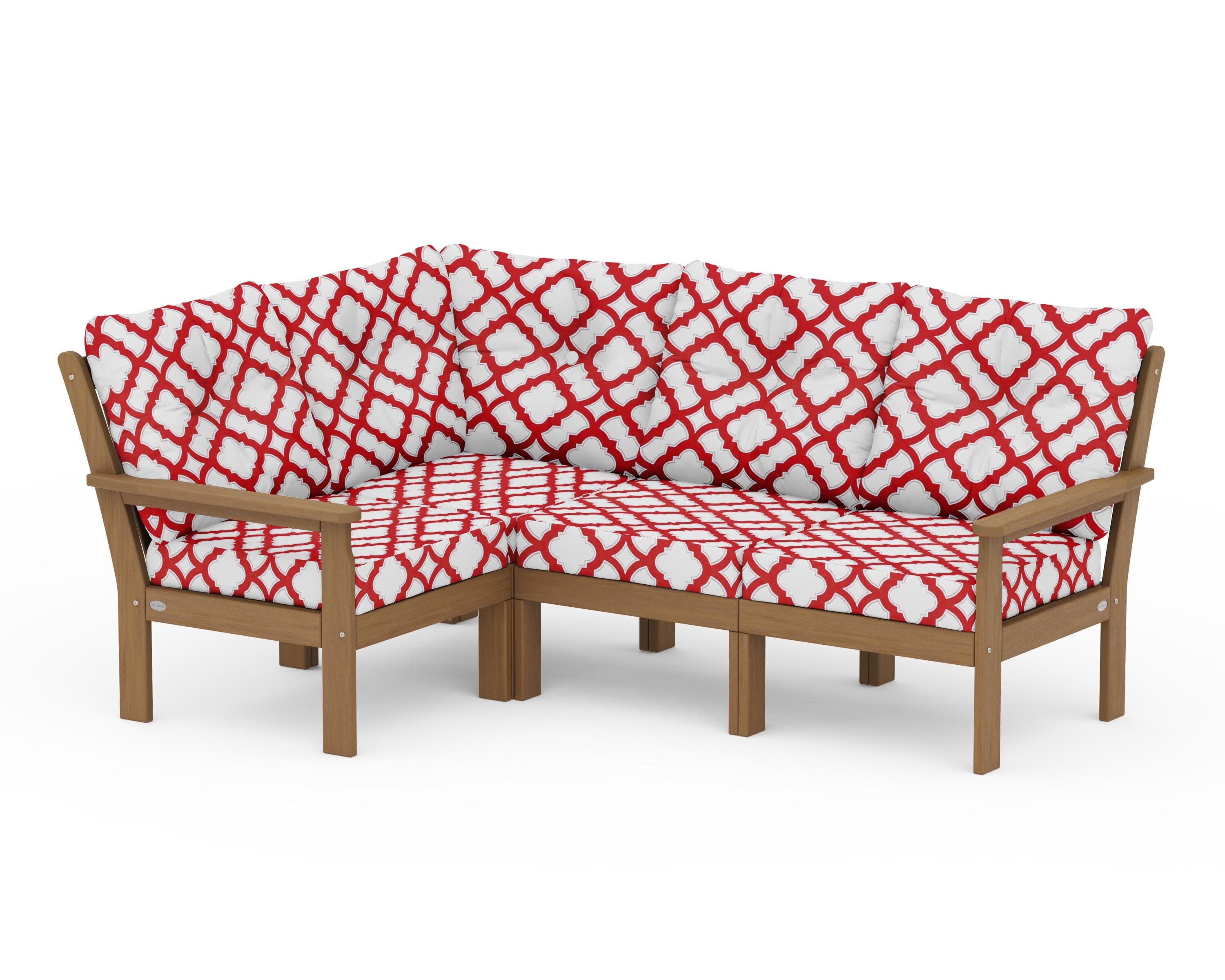 Vineyard 4-Piece Sectional in Natural / Trellis Crimson