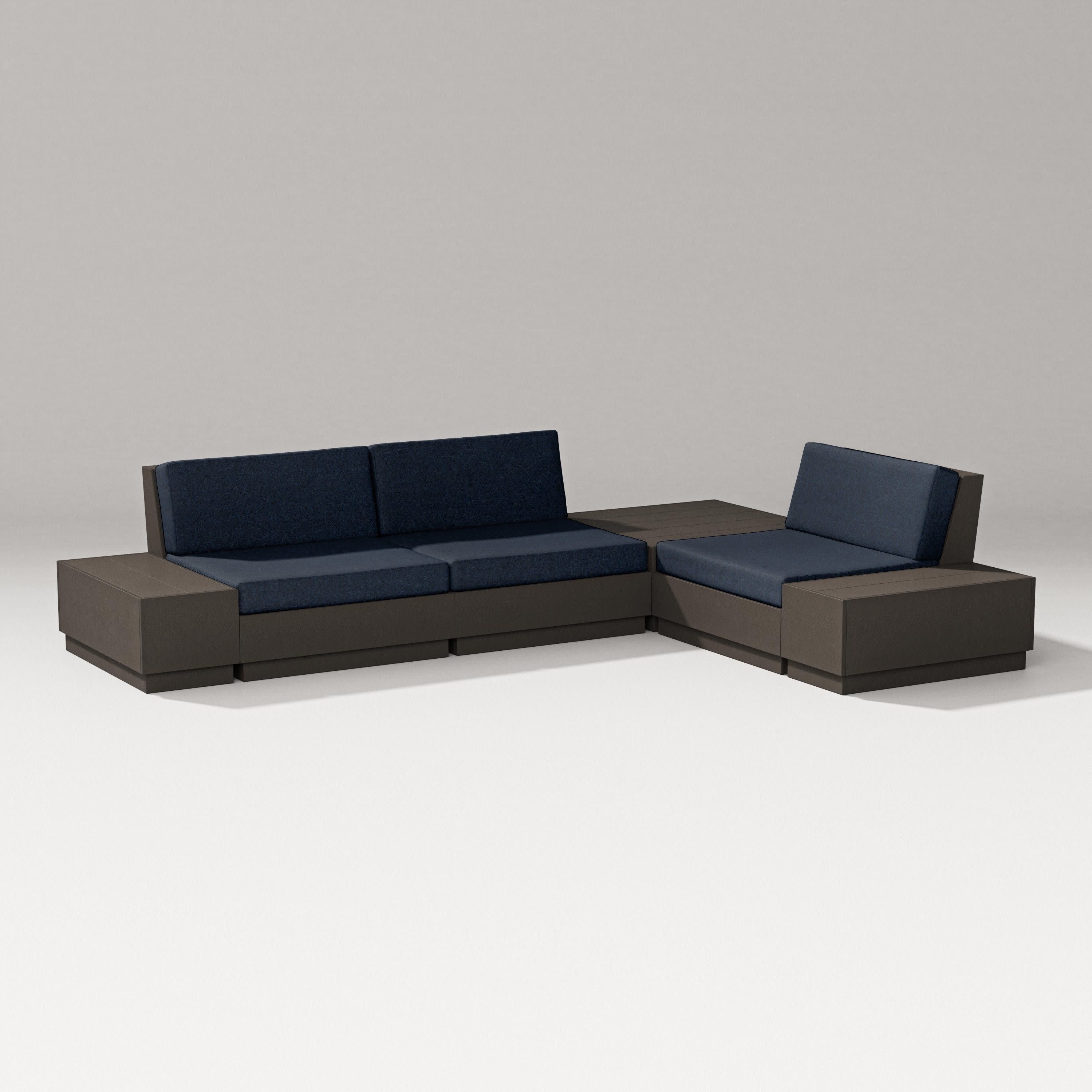 Elevate 6-Piece Corner Sectional in Vintage Coffee / Marine Indigo
