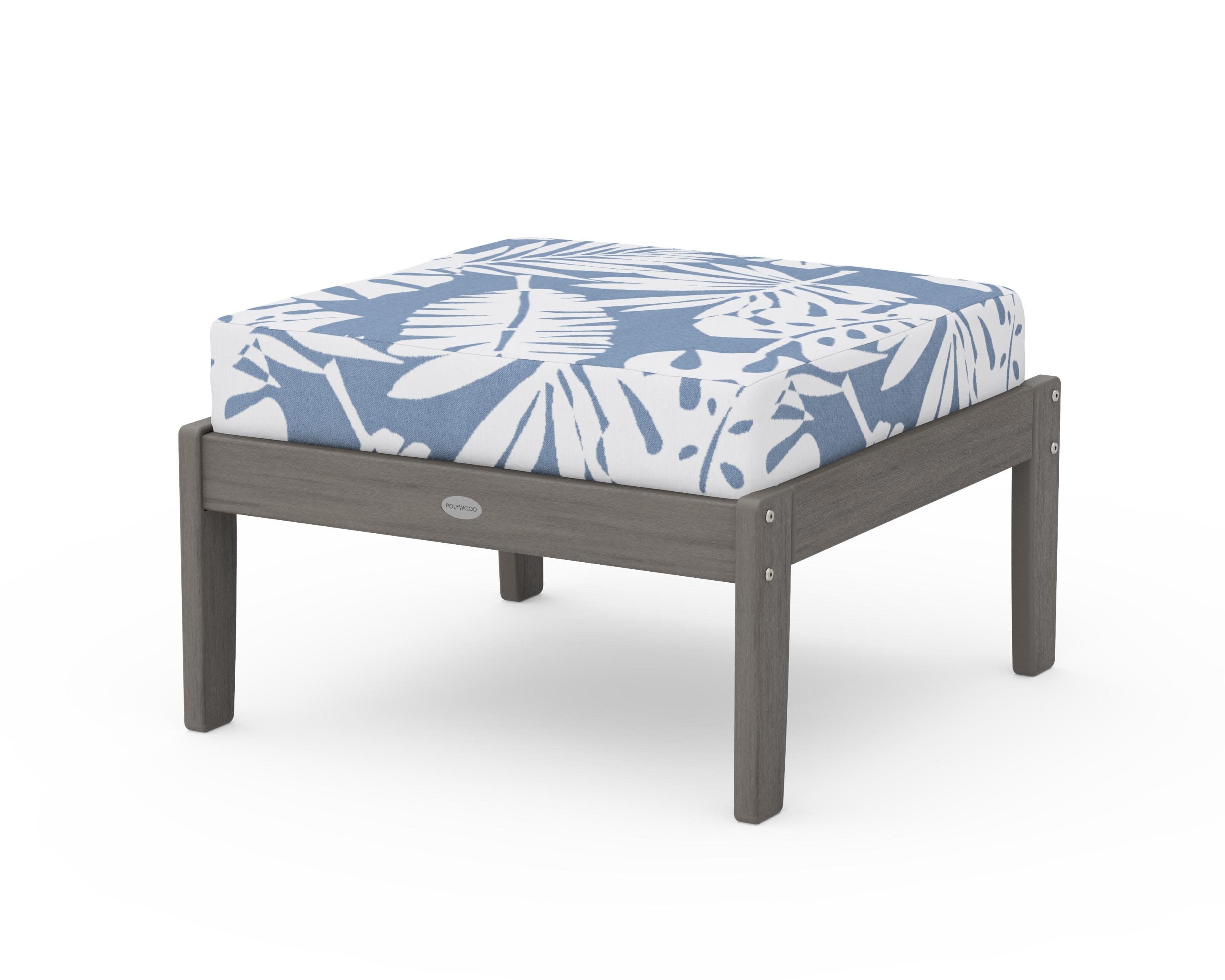 Braxton Deep Seating Ottoman in Driftwood / Leaf Sky Blue