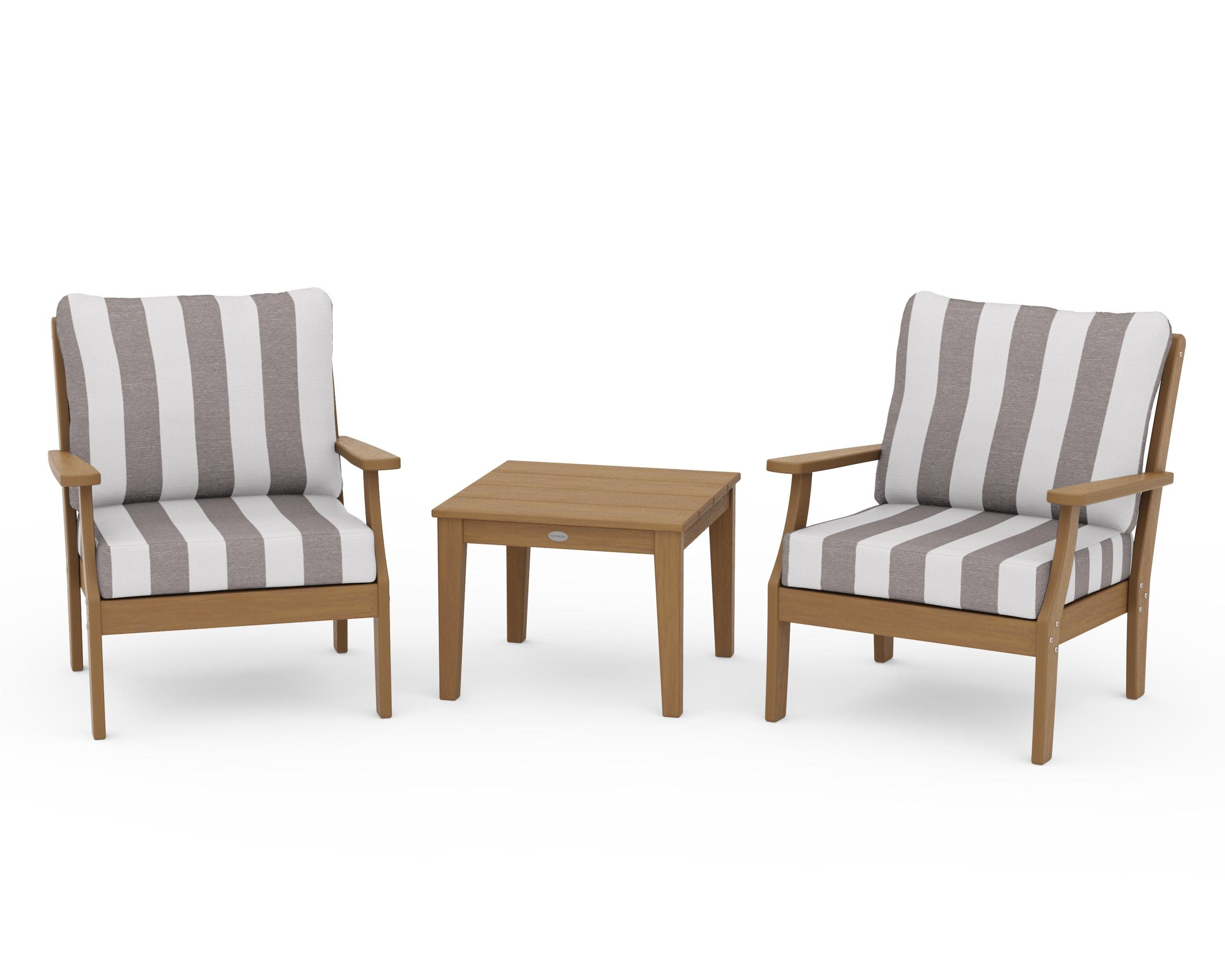 Braxton 3-Piece Deep Seating Set in Natural / Cabana Stripe Grey Mist