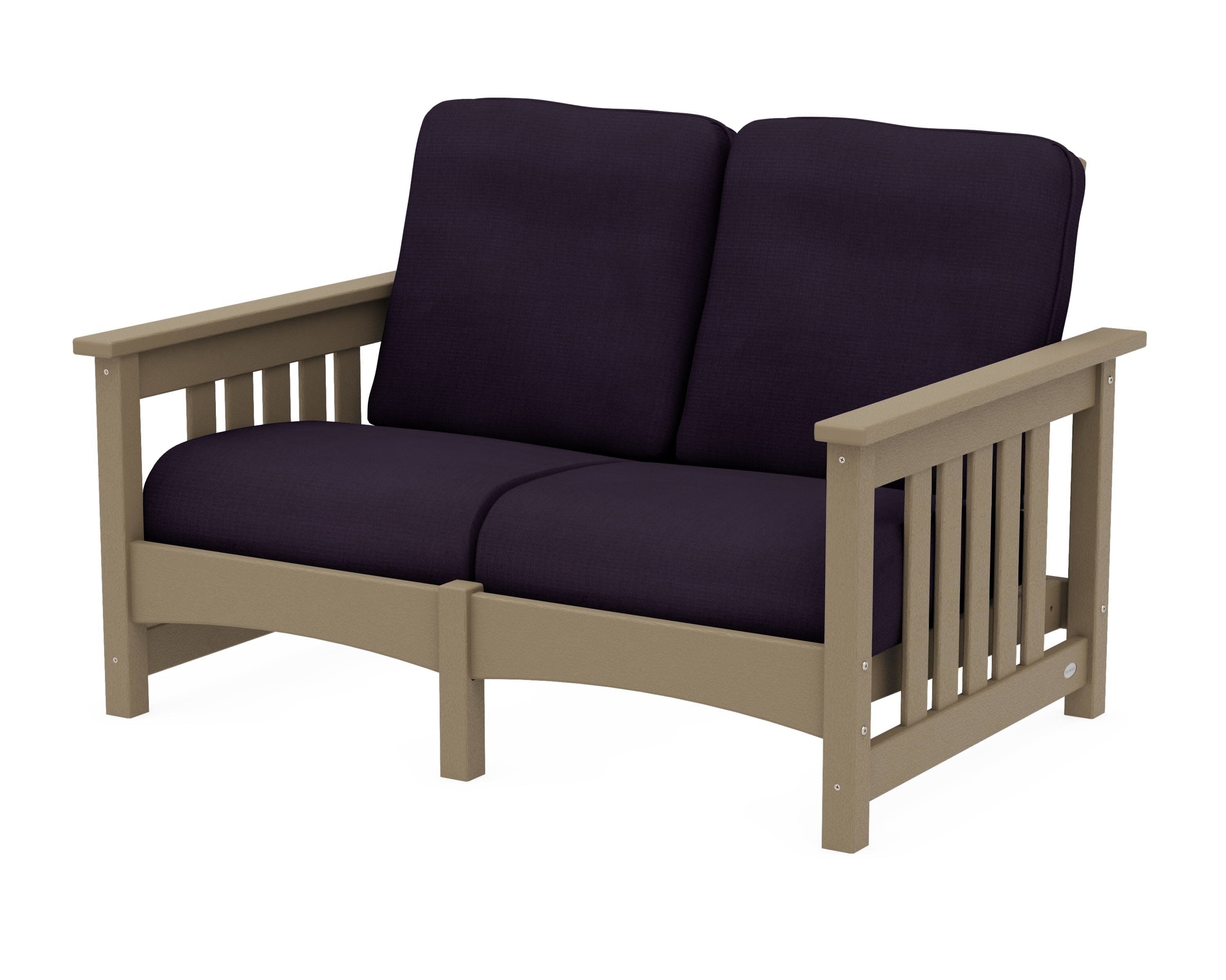 Club Mission Loveseat in Vintage Sahara / Navy Linen