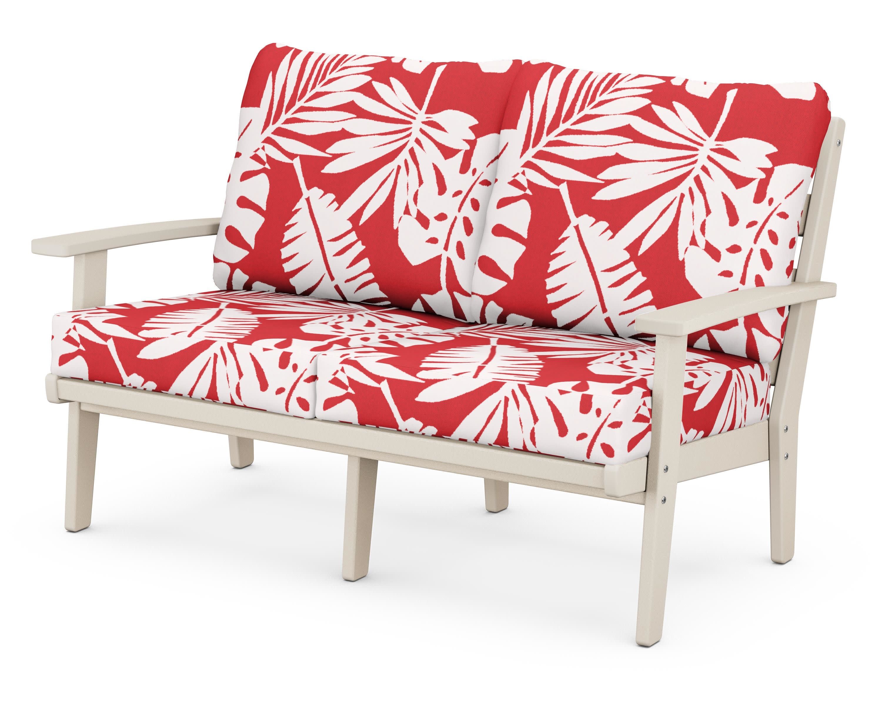 Grant Park Deep Seating Loveseat in Sand / Leaf Crimson
