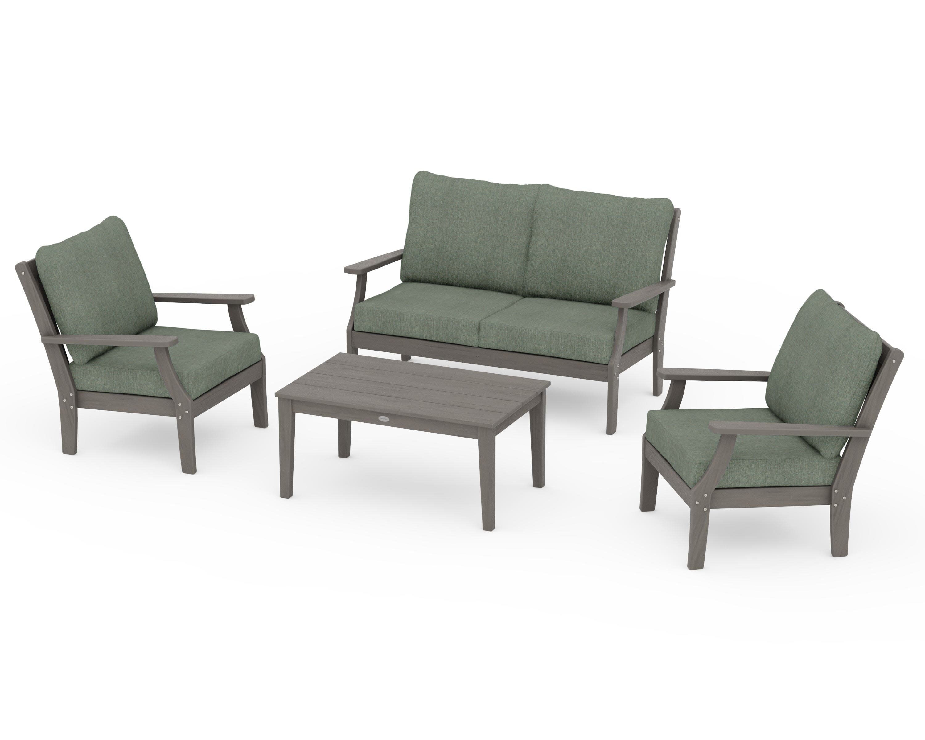 Braxton 4-Piece Deep Seating Chair Set in Driftwood / Cast Sage