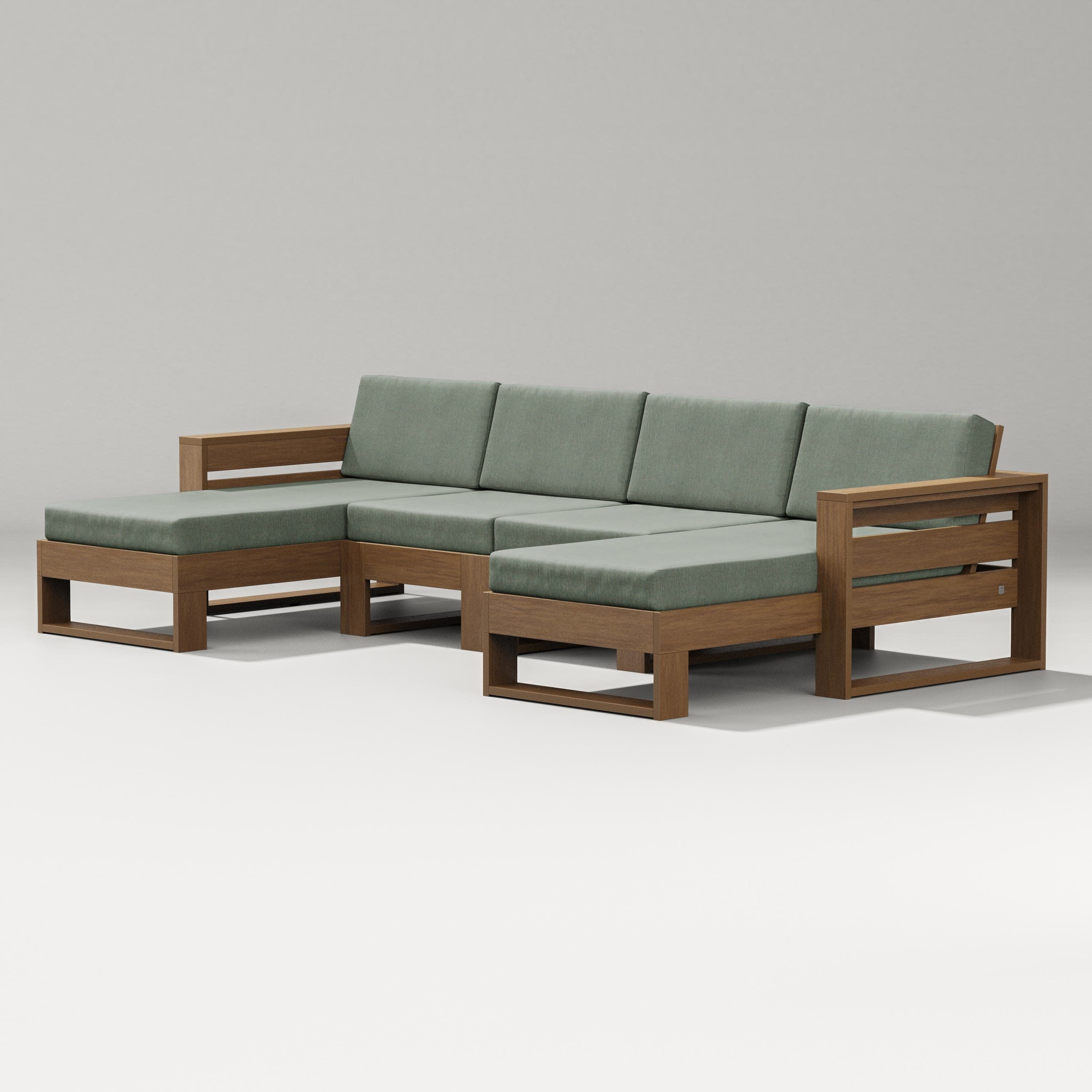 Latitude Double Chaise Sectional in Natural / Cast Sage
