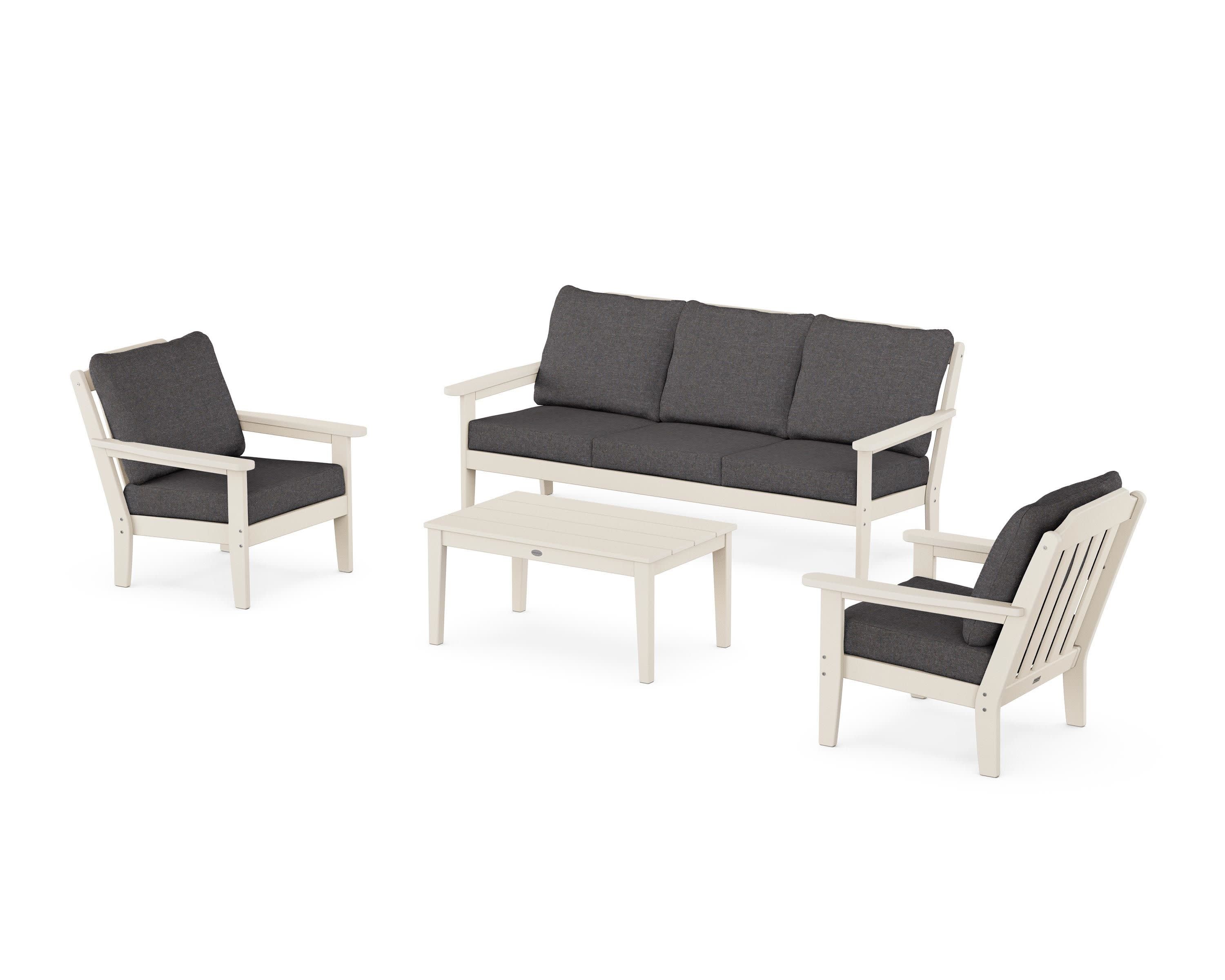 Cottage 4-Piece Deep Seating Set with Sofa in Sand / Ash Charcoal