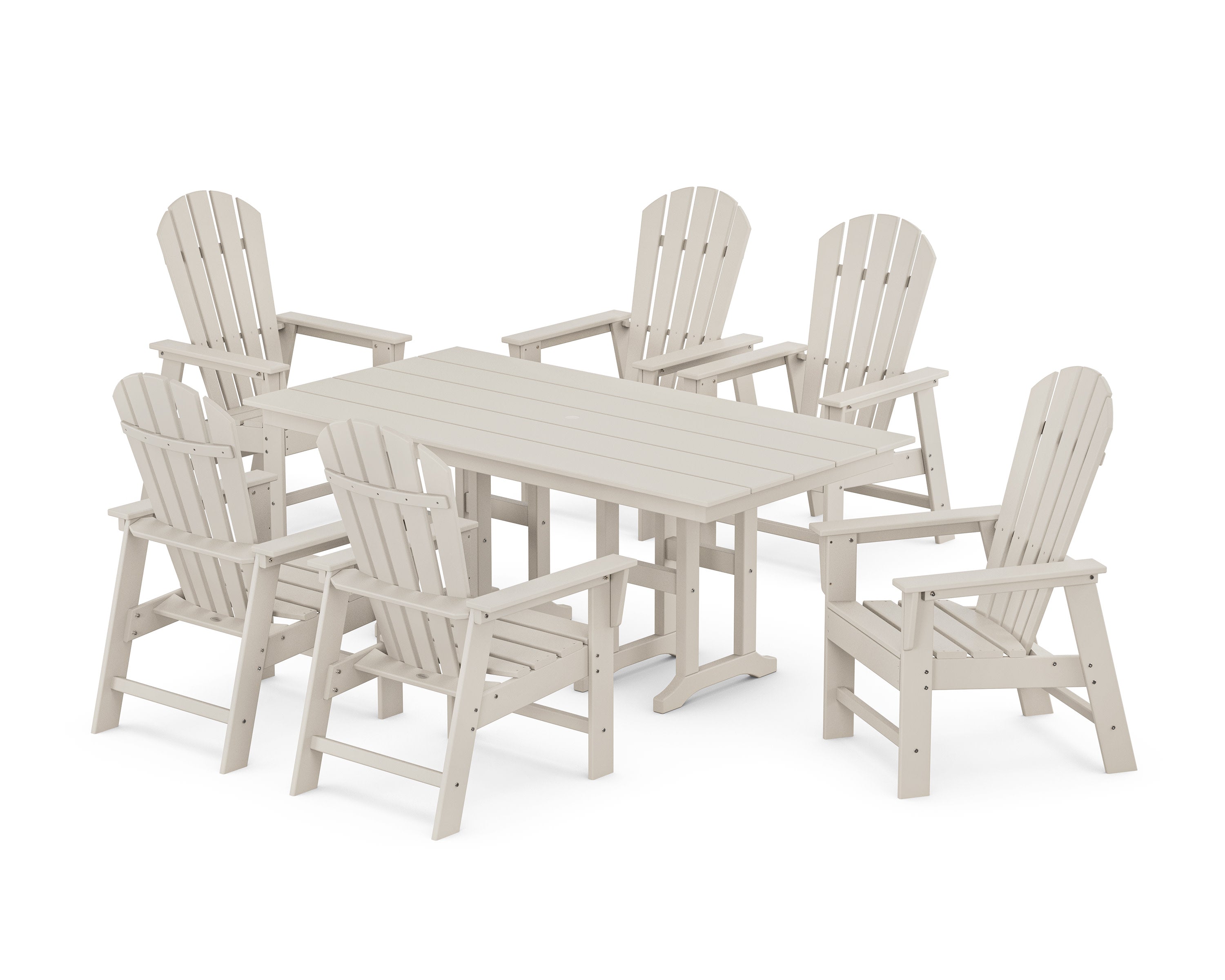South Beach 7-Piece Farmhouse Dining Set in Sand