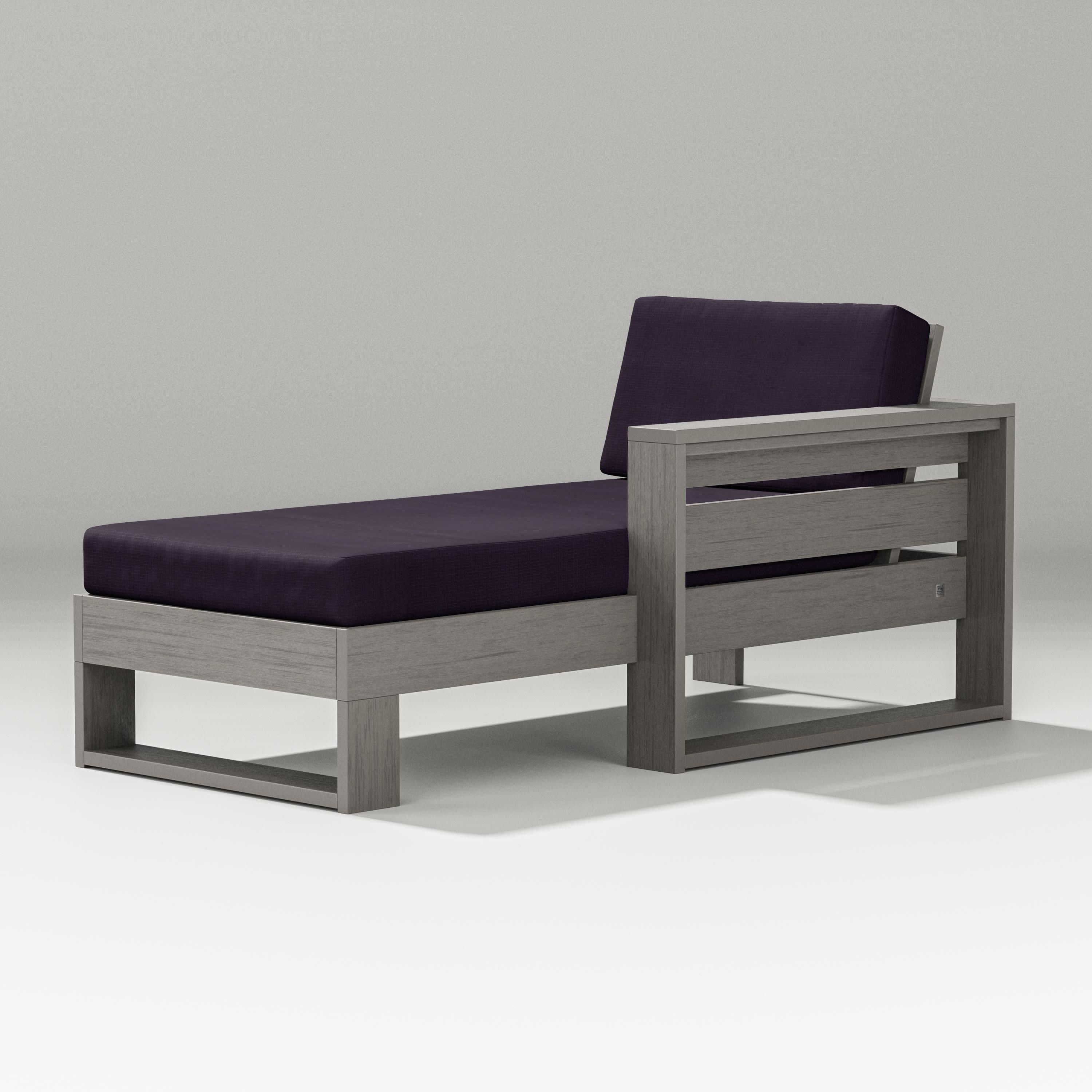 Latitude Modular Right Arm Chaise in Driftwood / Navy Linen