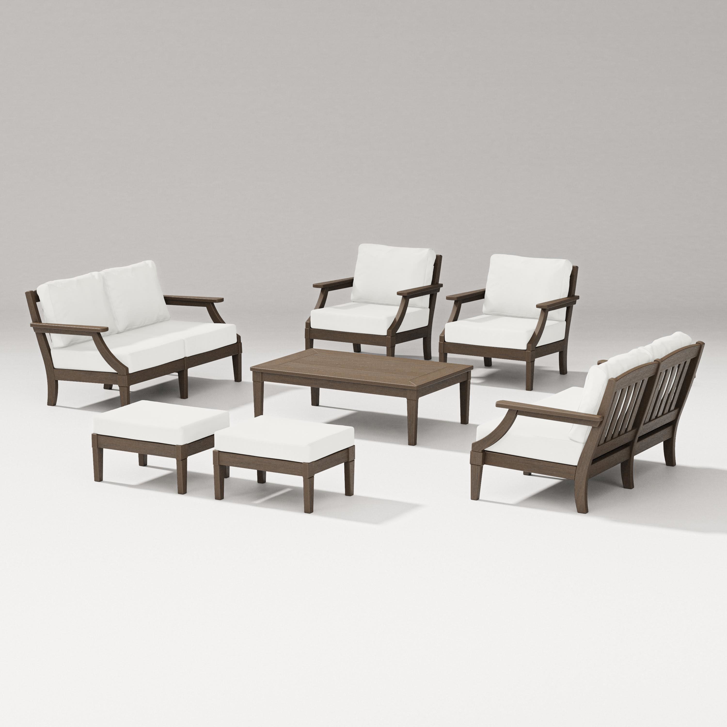 Estate 7-Piece Lounge Loveseat Set in Kona / Natural Linen
