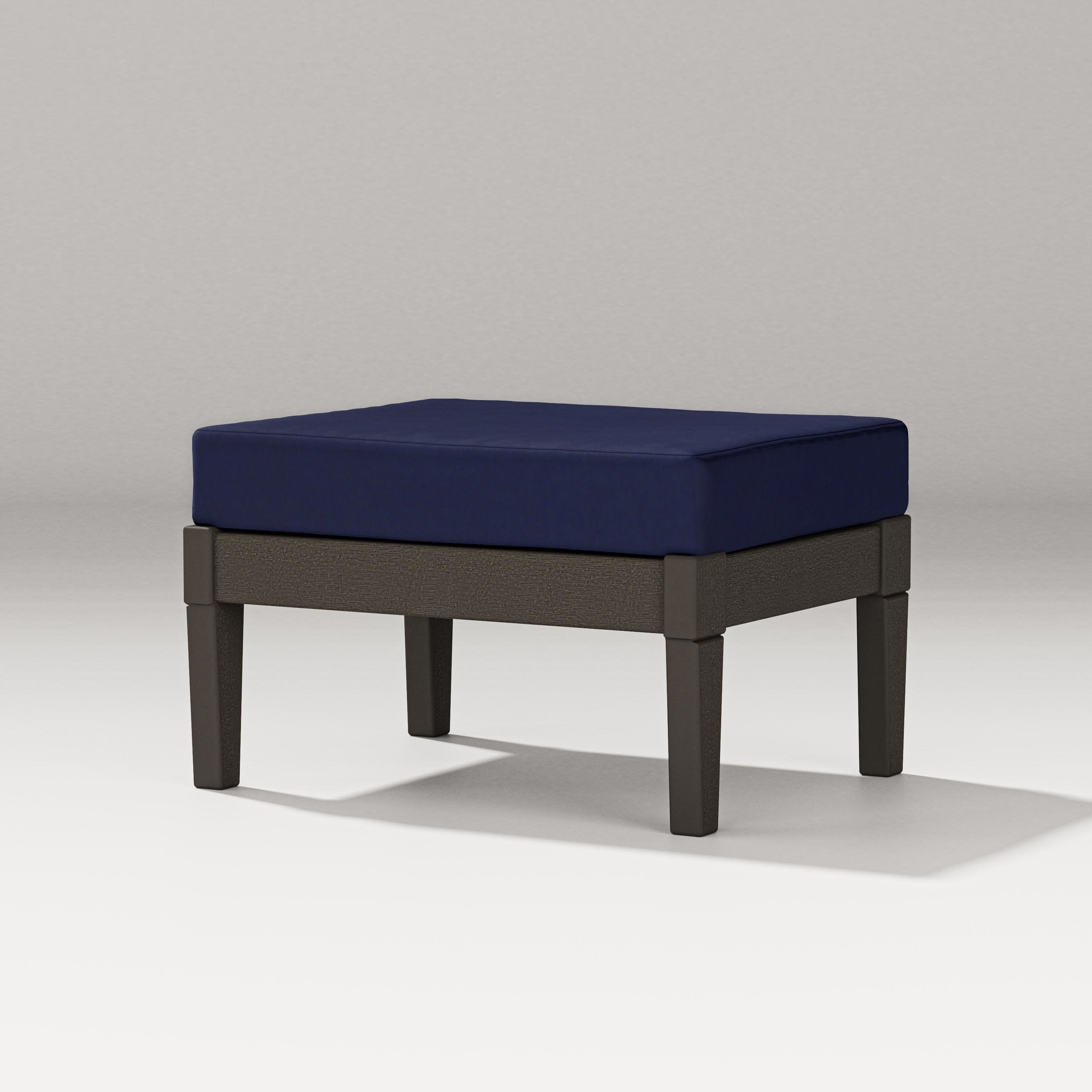 Estate Lounge Ottoman in Vintage Coffee / Navy