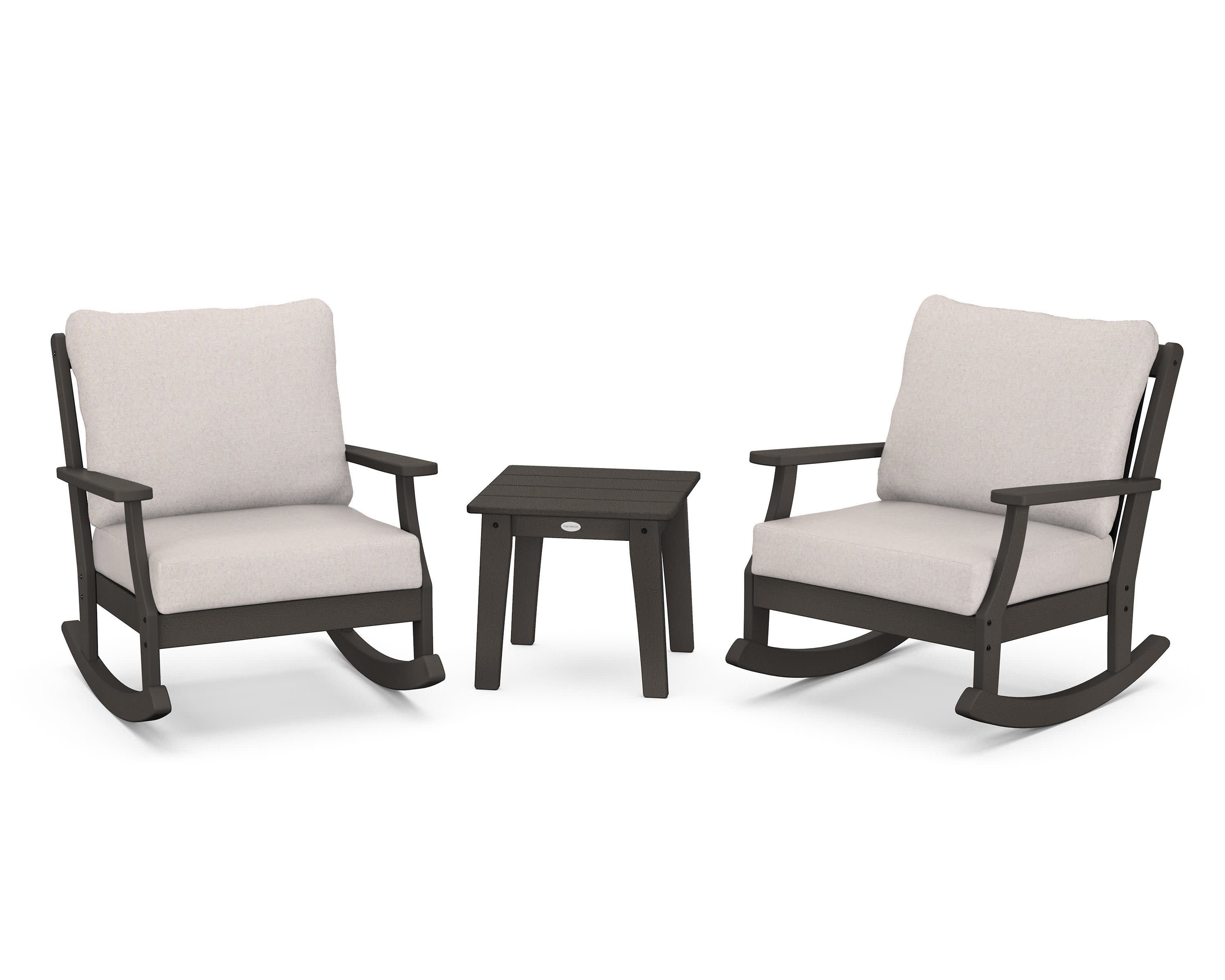 Braxton 3-Piece Deep Seating Rocker Set in Vintage Coffee / Dune Burlap