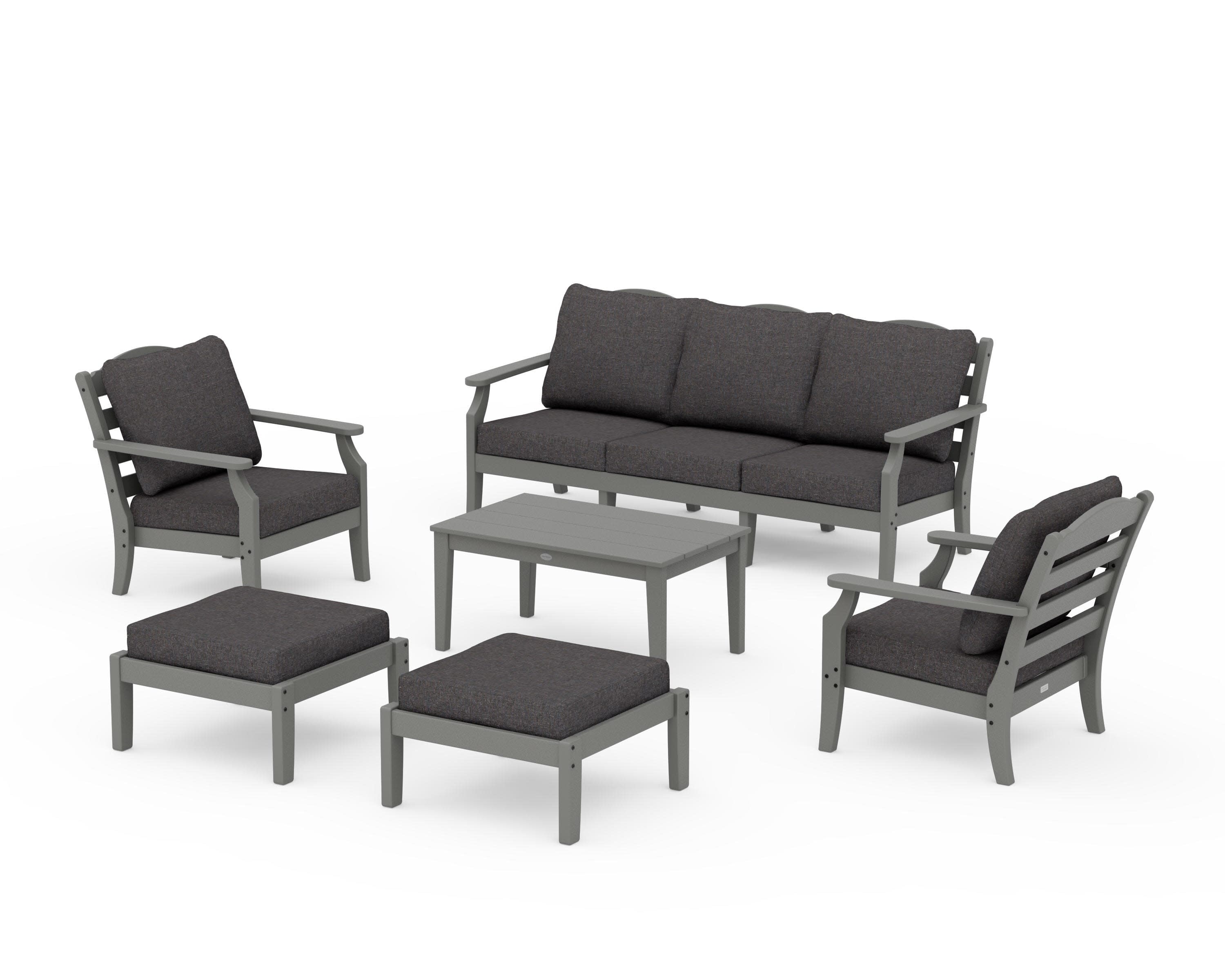 Savannah 6-Piece Lounge Sofa Set in Slate Grey / Ash Charcoal