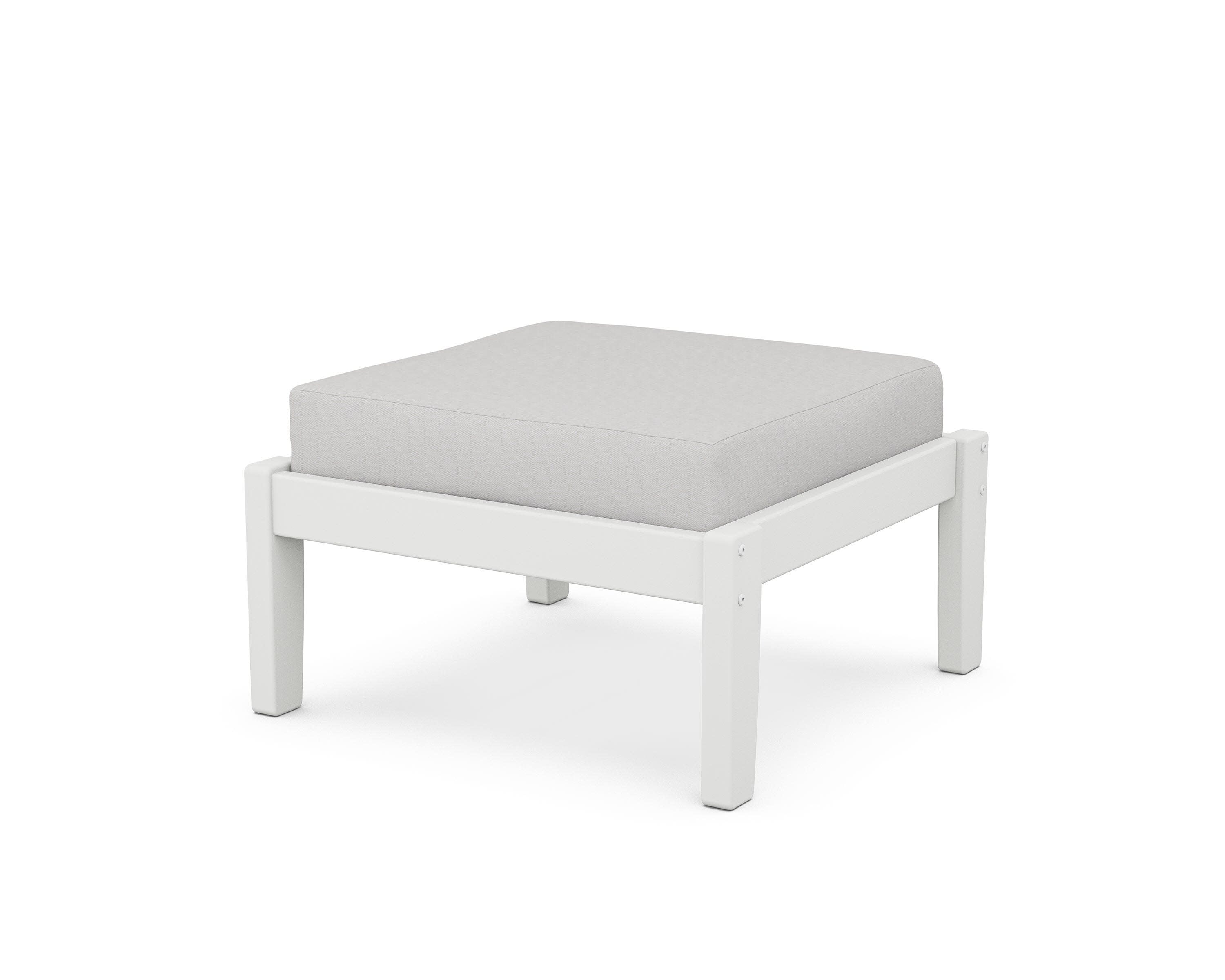 Deep Seating Ottoman in White / Diamond in the Rough