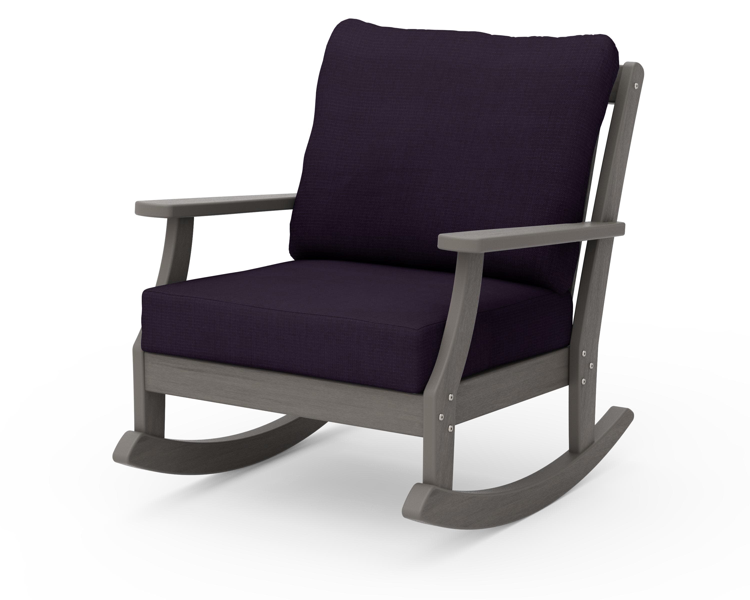 Braxton Deep Seating Rocking Chair in Driftwood / Navy Linen