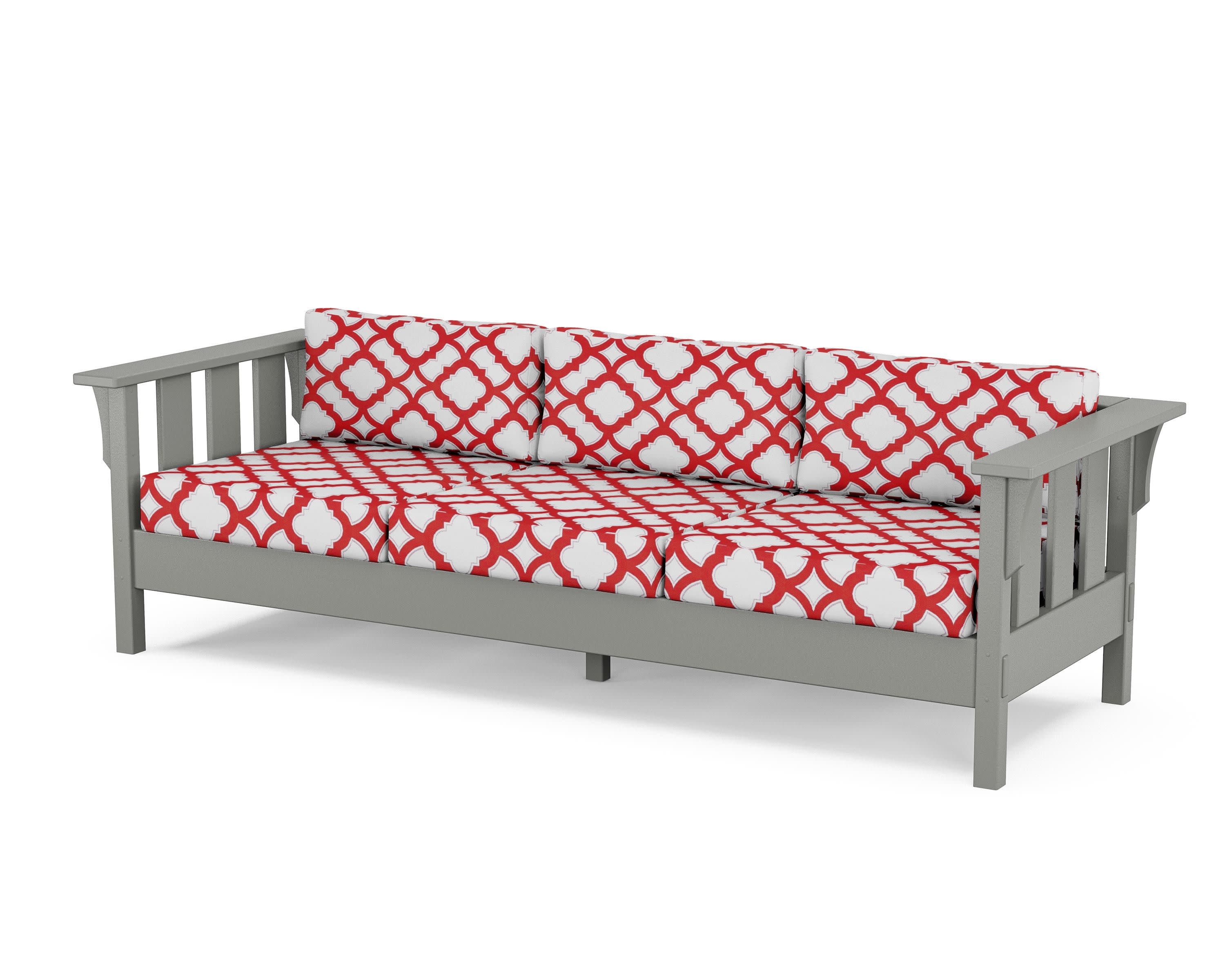 Acadia Deep Seating Sofa in Slate Grey / Trellis Crimson