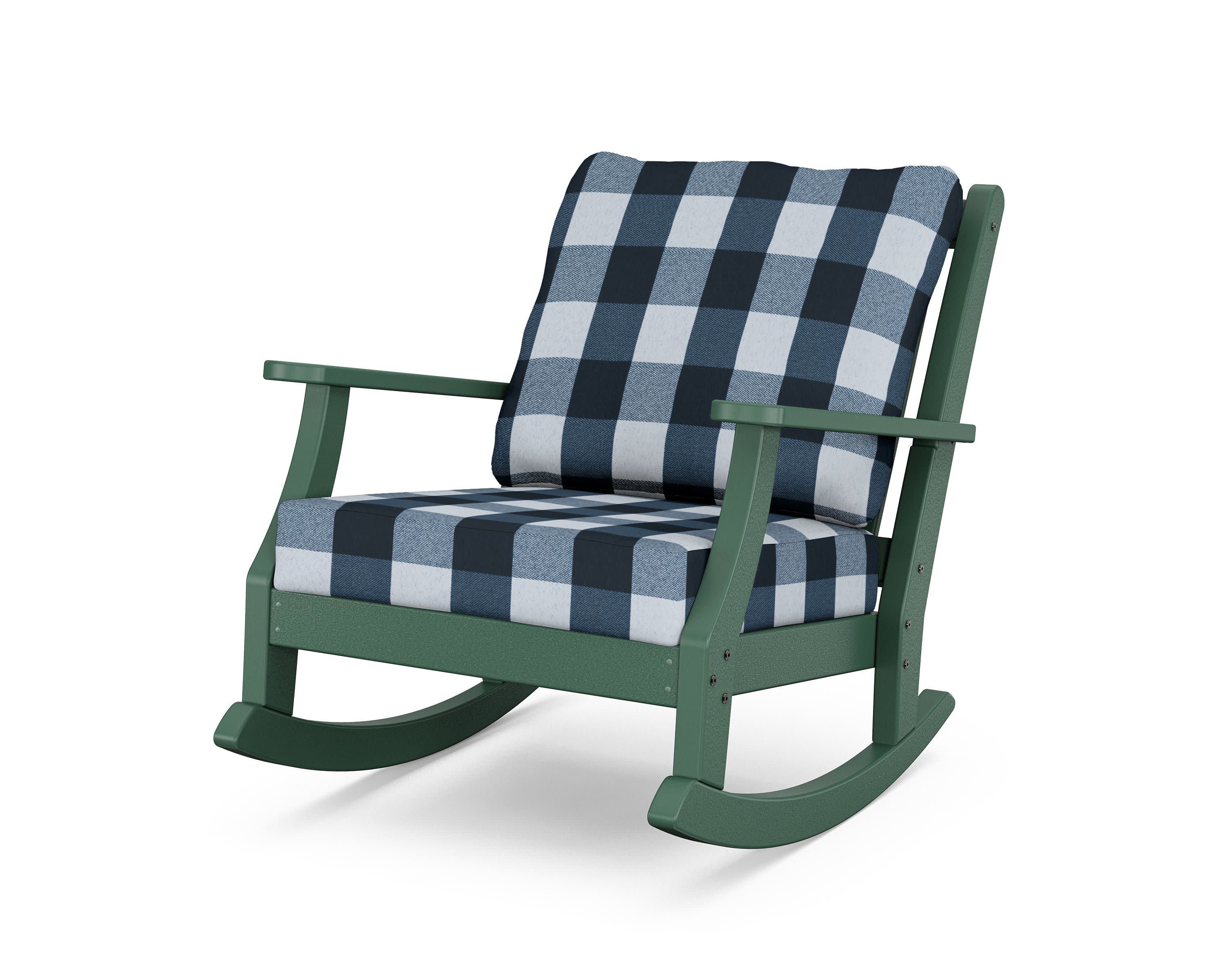 Wovendale Deep Seating Rocking Chair in Green / Buffalo Plaid Marine Indigo