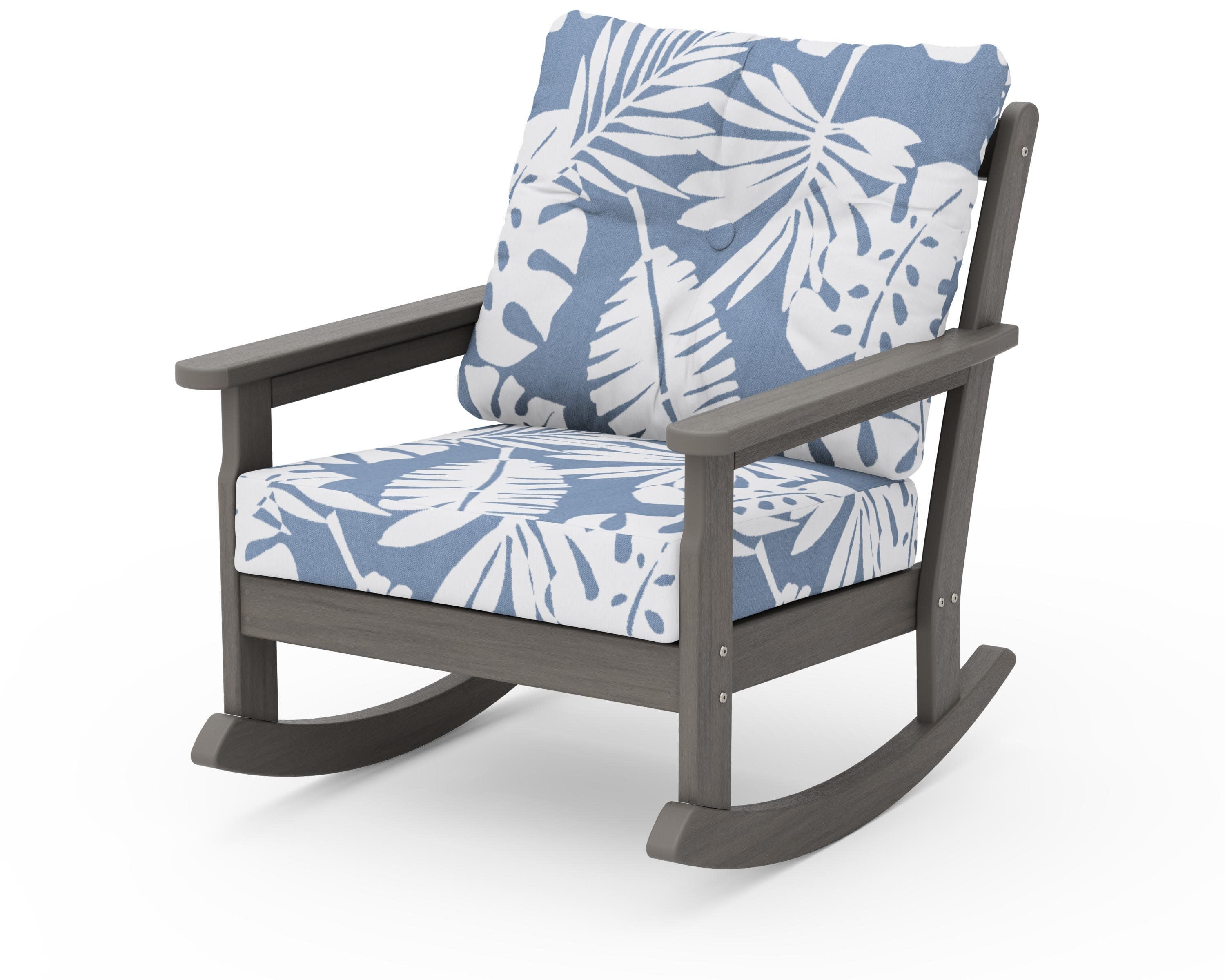 Vineyard Deep Seating Rocking Chair in Driftwood / Leaf Sky Blue